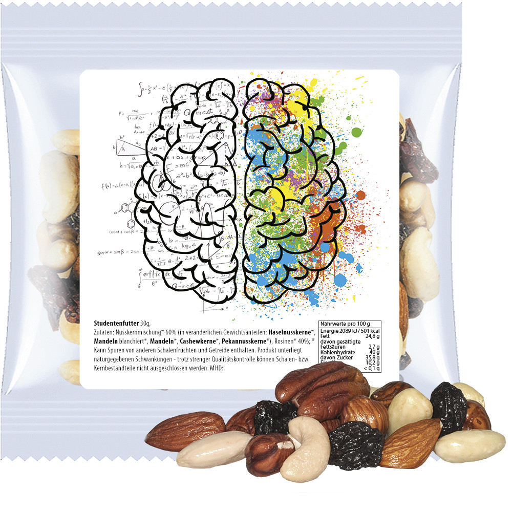Bio Studentenfutter, ca. 30g, Express Maxi-Tüte mit Etikett
