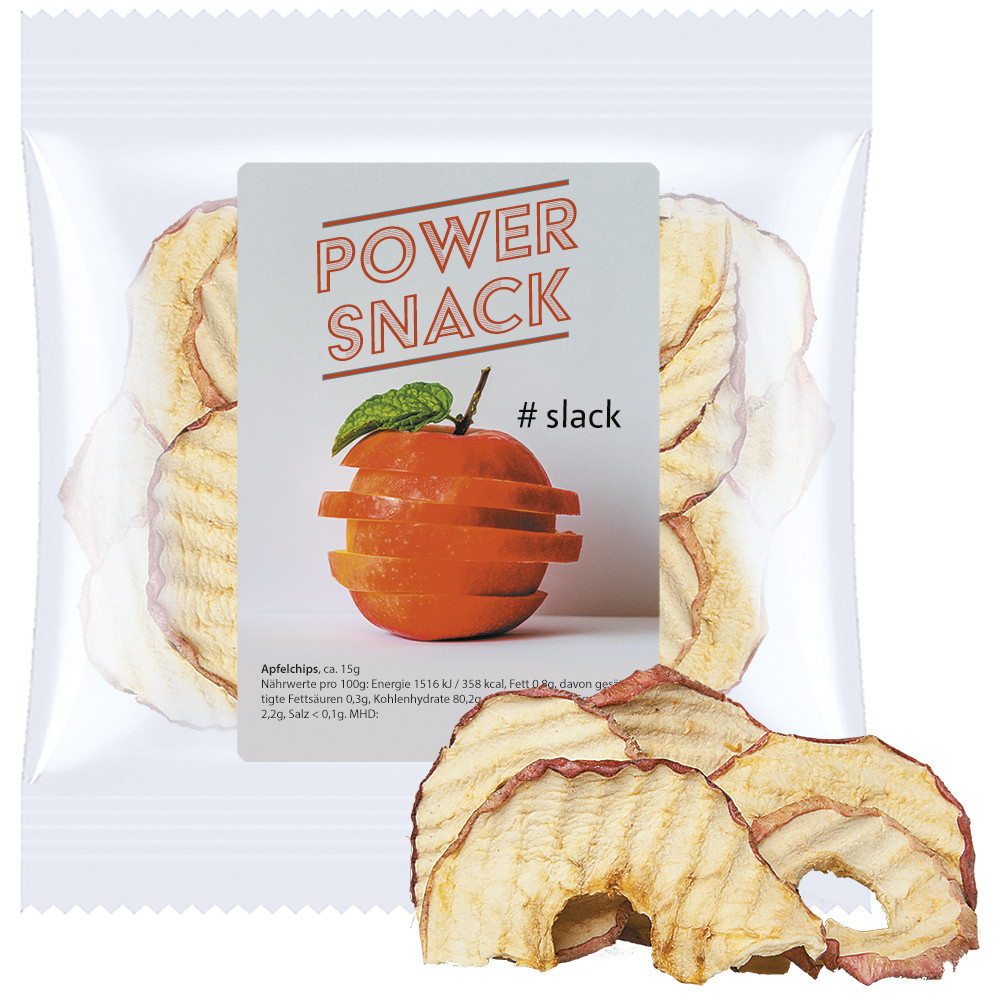 Bio Apfelchips, ca. 15g, Express Maxi-XL-Tüte mit Etikett