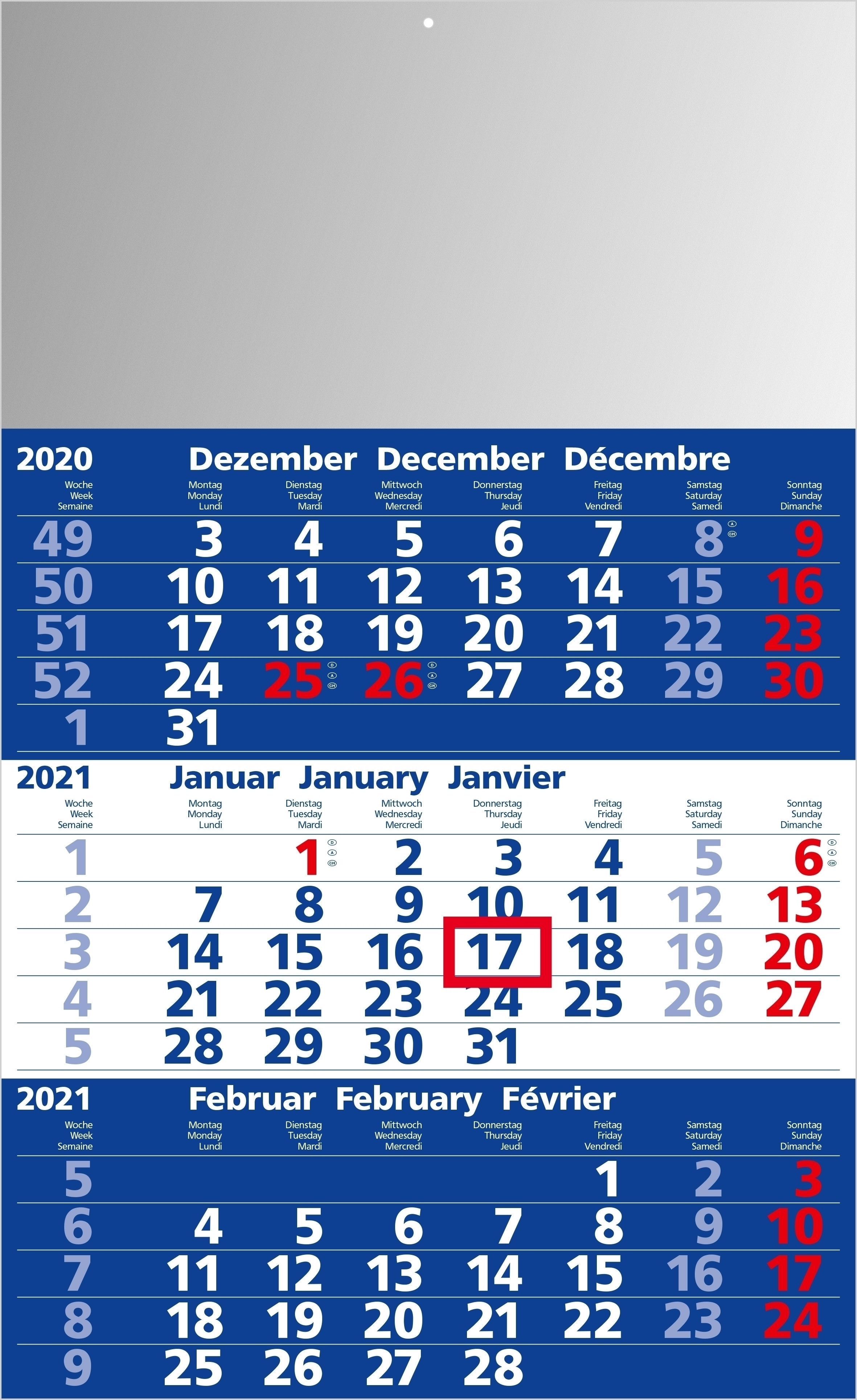 Einblatt-Monatskalender Solid 3 bestseller