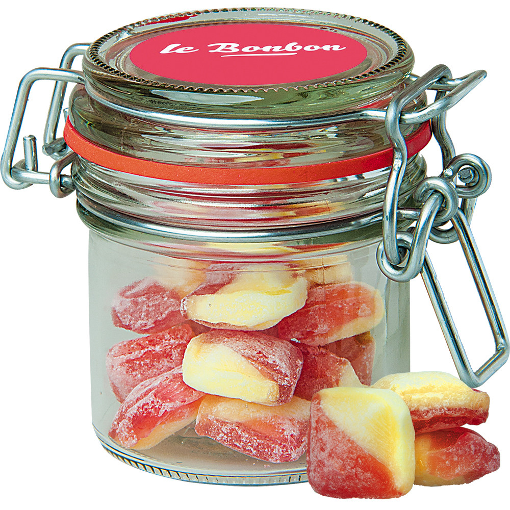 Rote Grütze-Vanille Bonbons, ca. 60g, Bonbonglas Mini