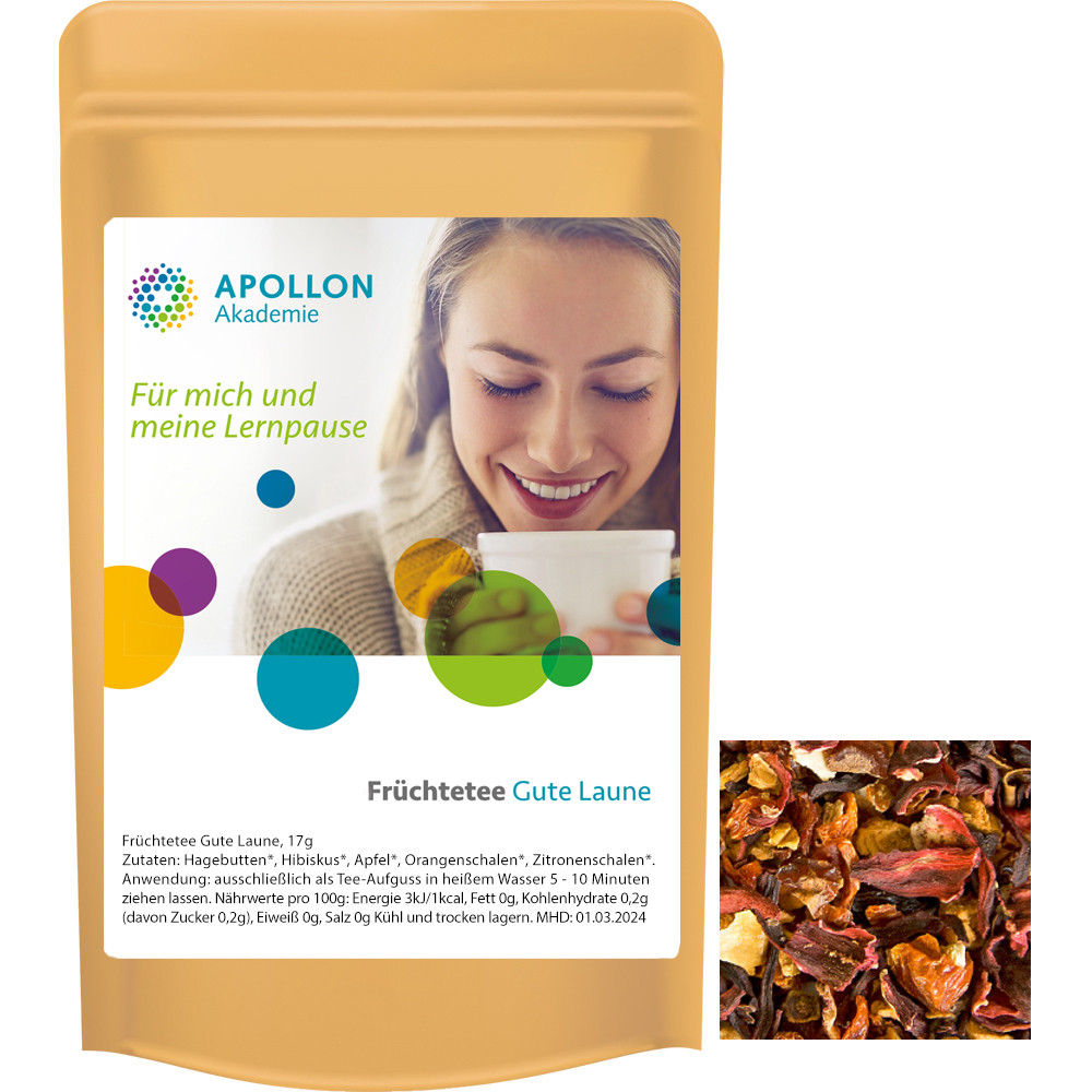 Bio Früchtetee gute Laune, ca. 17g, Standbeutel Mini