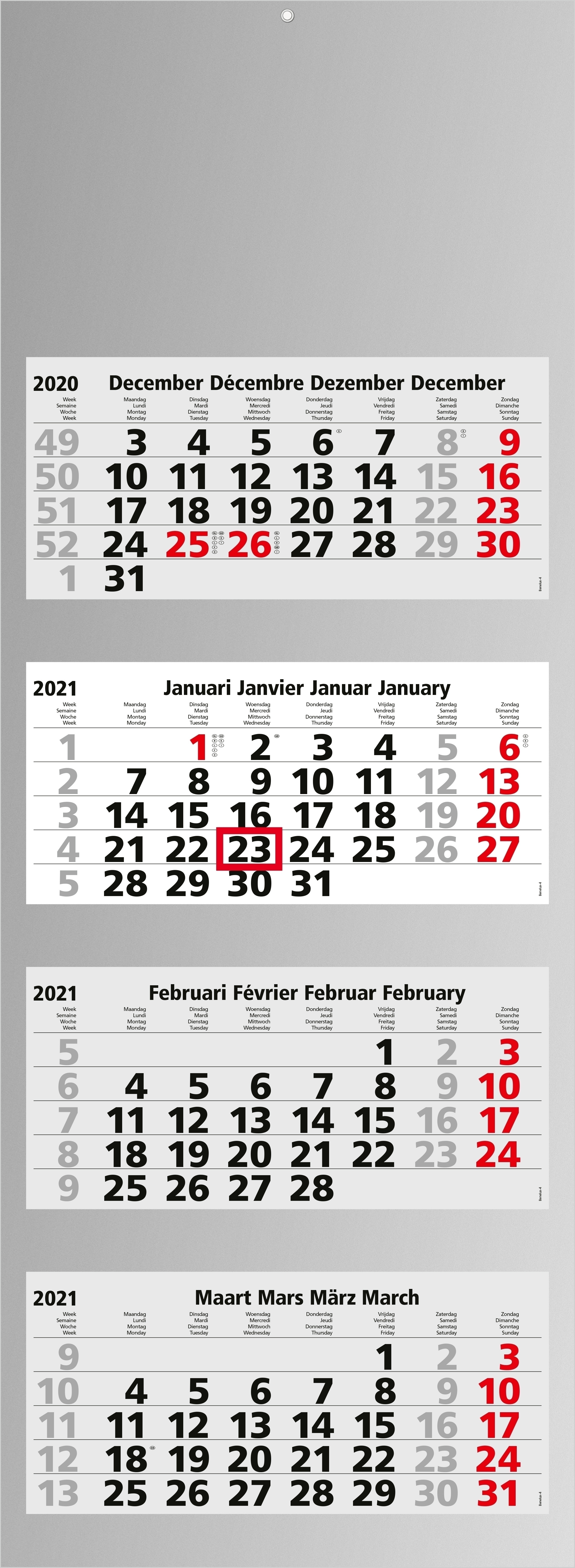 Mehrblock-Monatskalender Quadro Light 4 bestseller