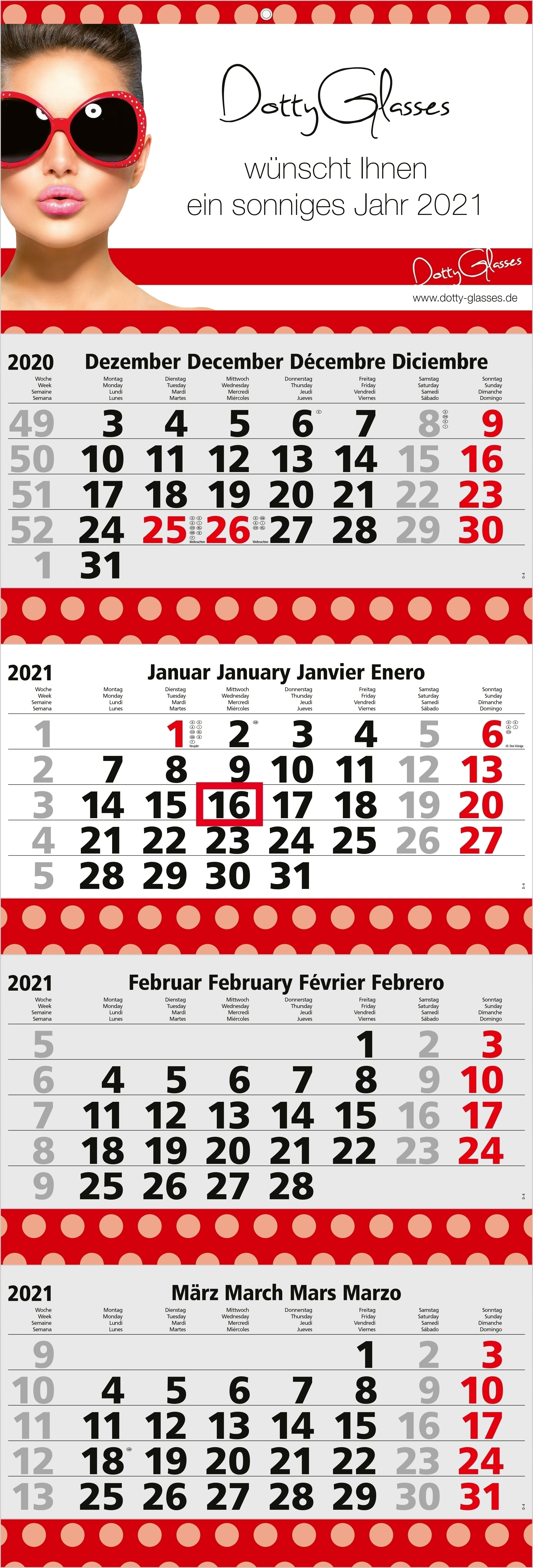 Mehrblock-Monatskalender Quadro 4 Post bestseller