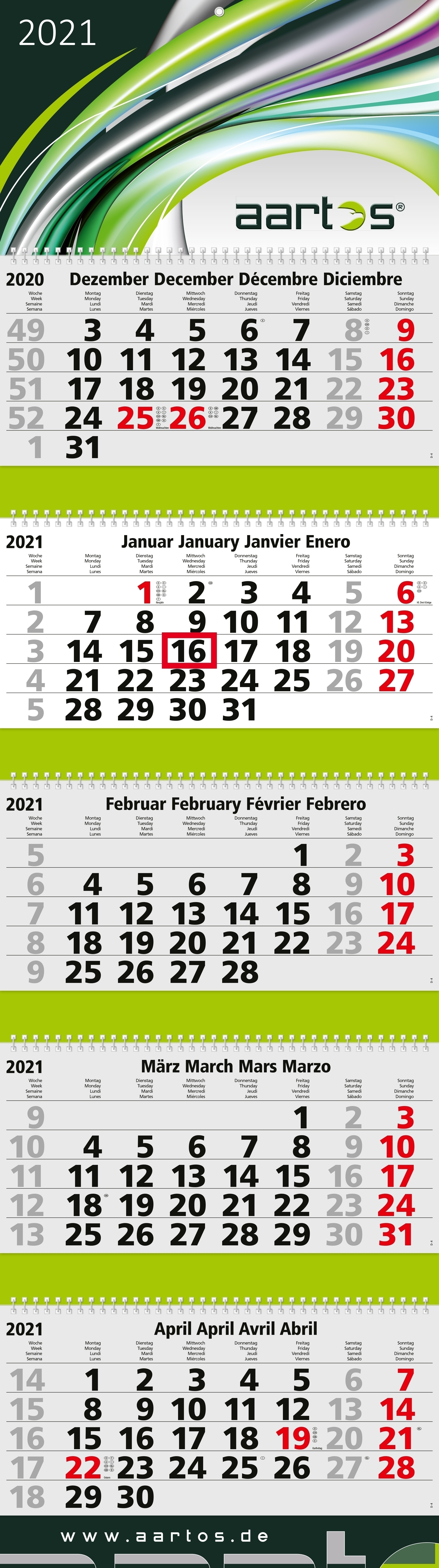 Mehrblock-Monatskalender Grande Wire-O 5 bestseller