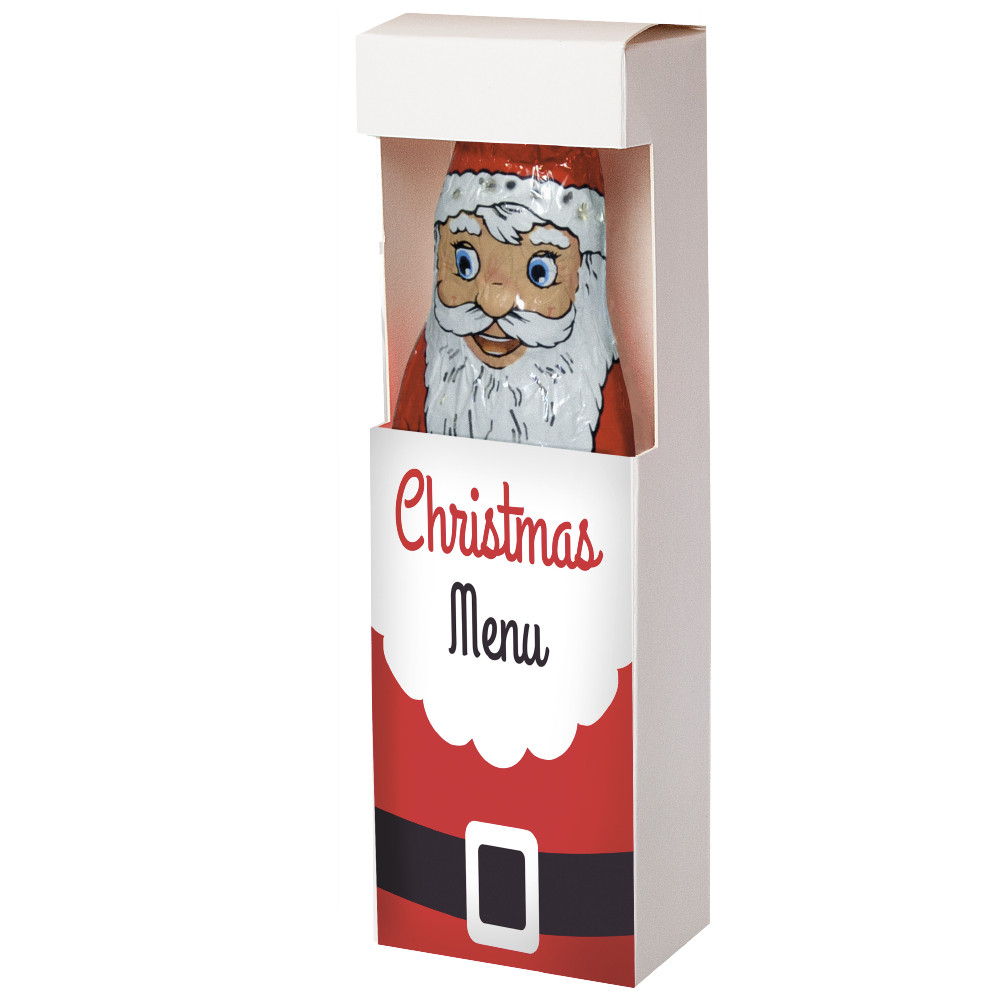Schoko Weihnachtsmann, 60g, Faltschachtel mit Sichtfenster