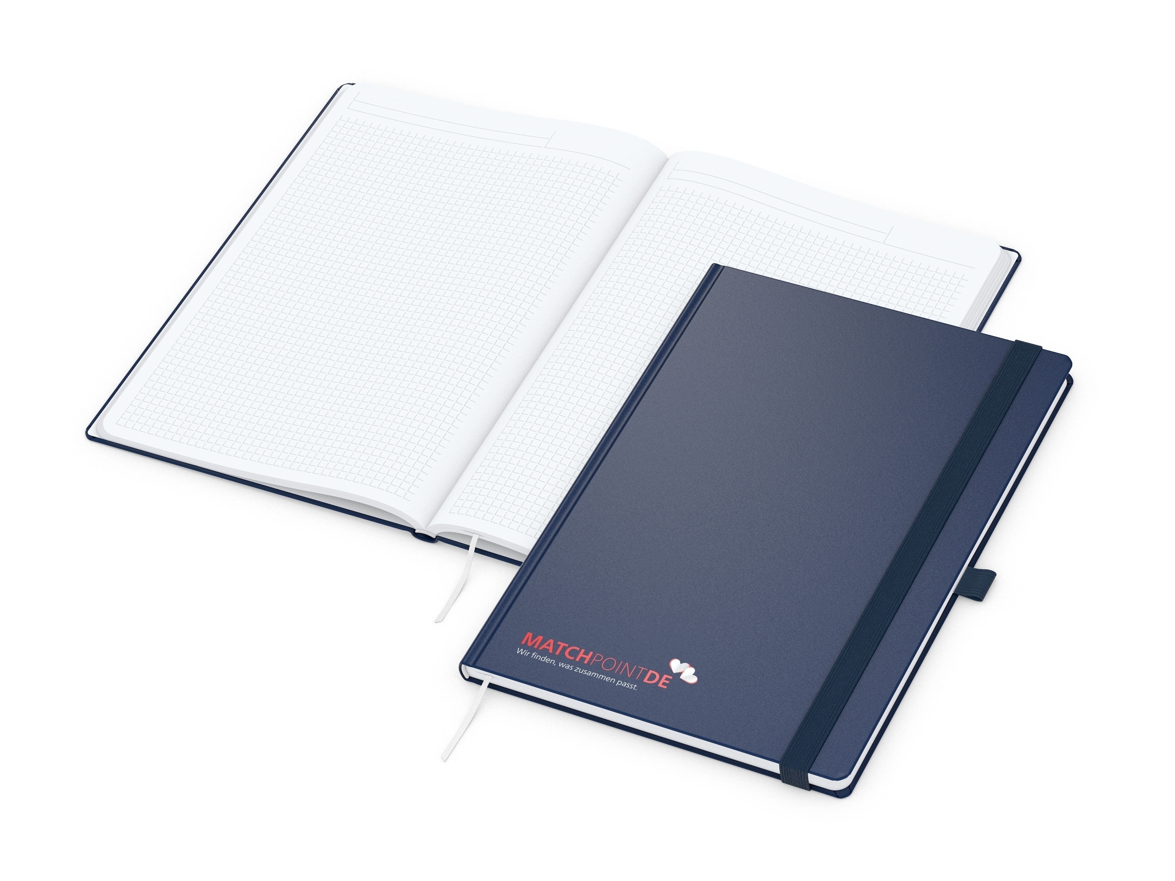 Business-Notizbücher - fest gebunden Vision-Book White A4 bestseller, dunkelblau Siebdruck-Digital