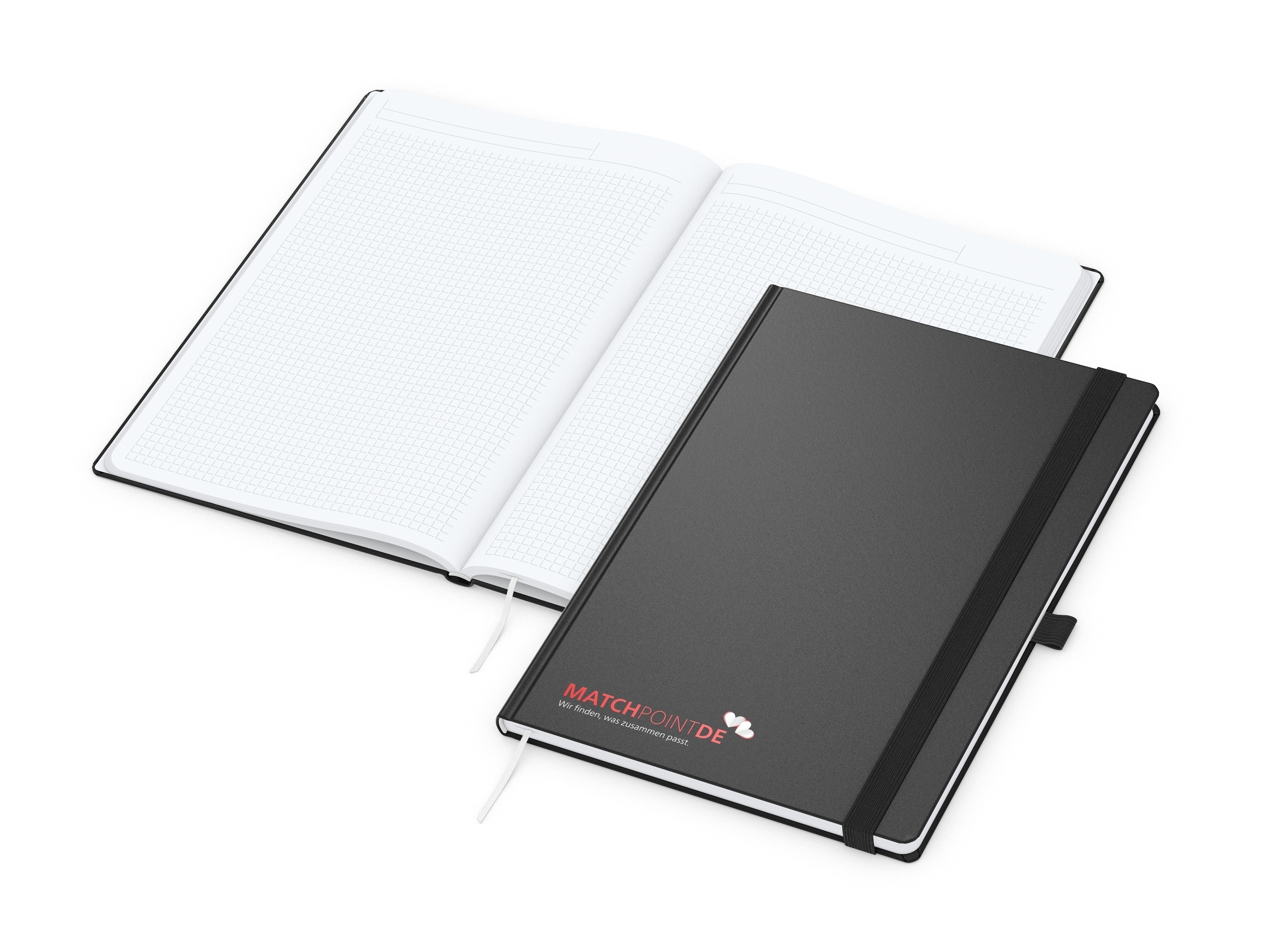 Business-Notizbücher - fest gebunden Vision-Book White A4 bestseller, schwarz Siebdruck-Digital