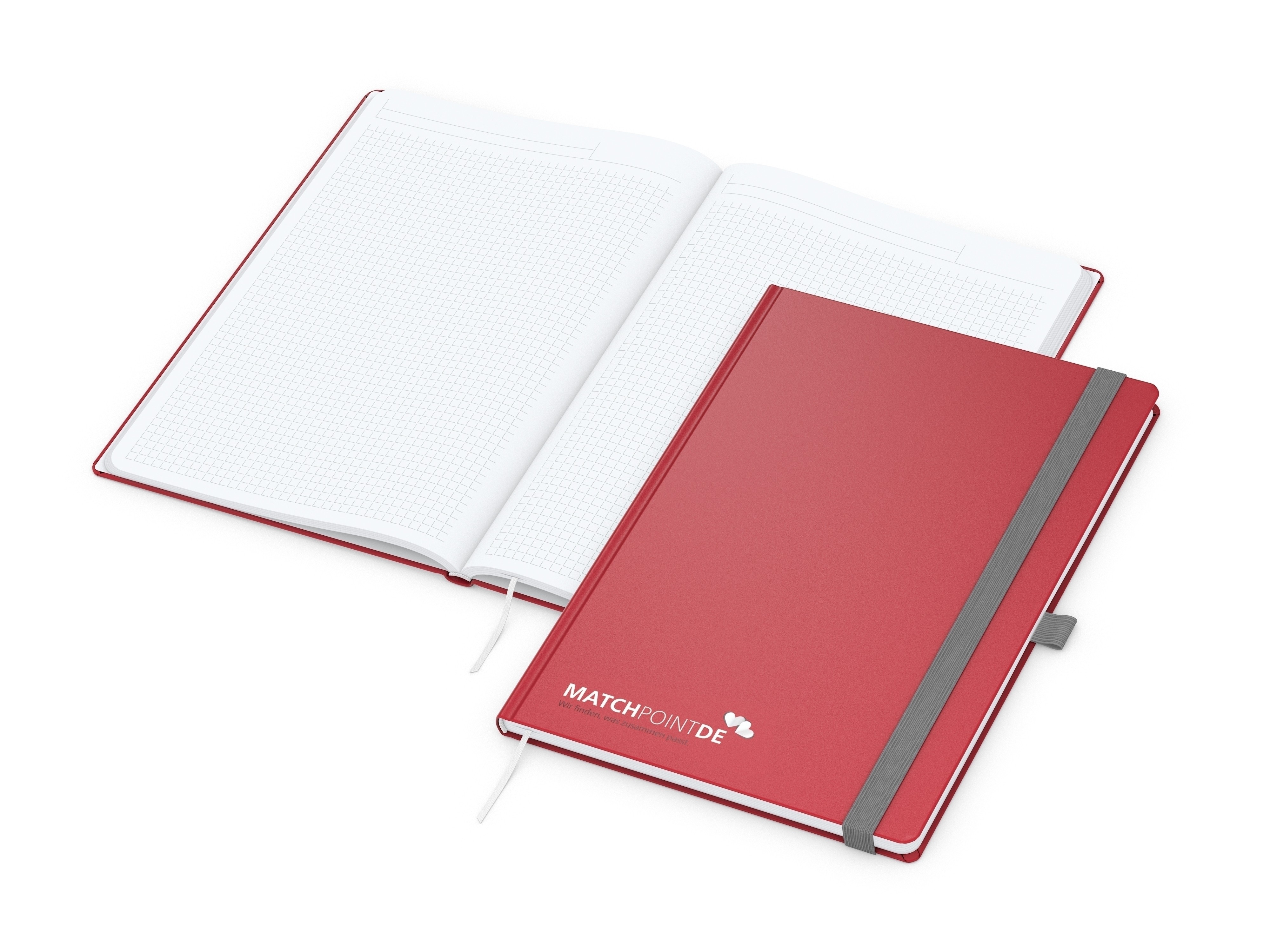 Business-Notizbücher - fest gebunden Vision-Book White A4 bestseller, rot Siebdruck-Digital