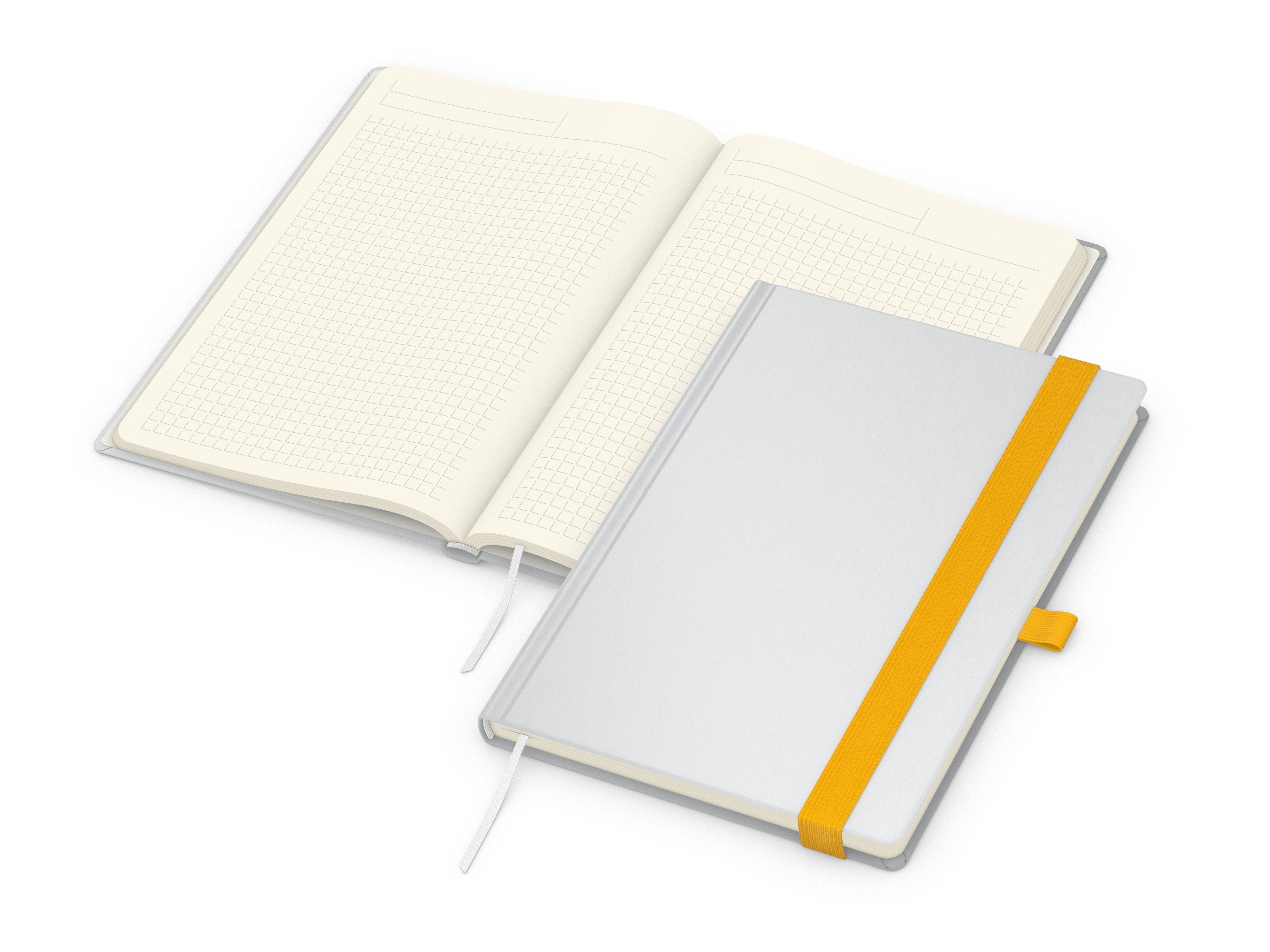 Business-Notizbücher - fest gebunden Match-Book White A4 bestseller, gloss-individuell