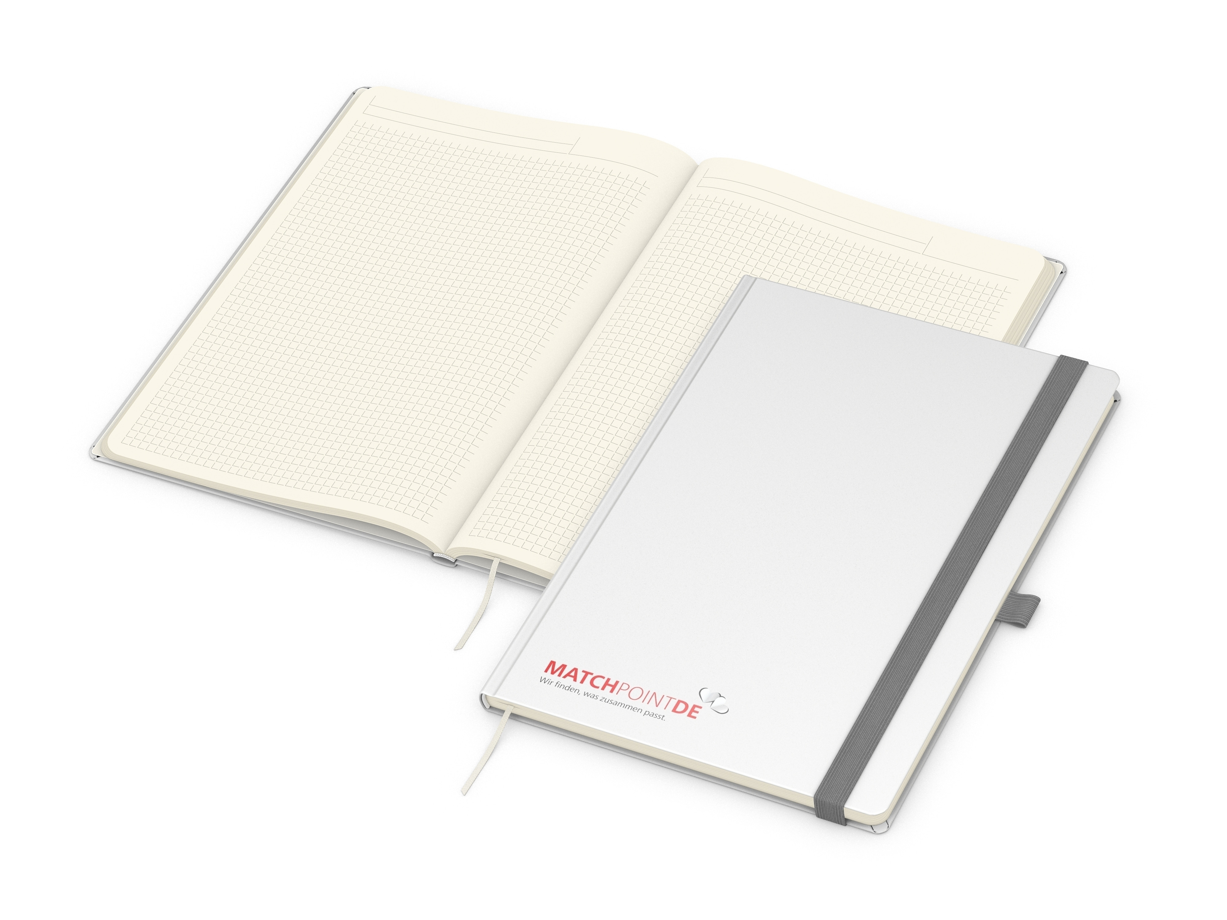 Business-Notizbücher - fest gebunden Vision-Book Creme A4 bestseller, weiß Siebdruck-Digital