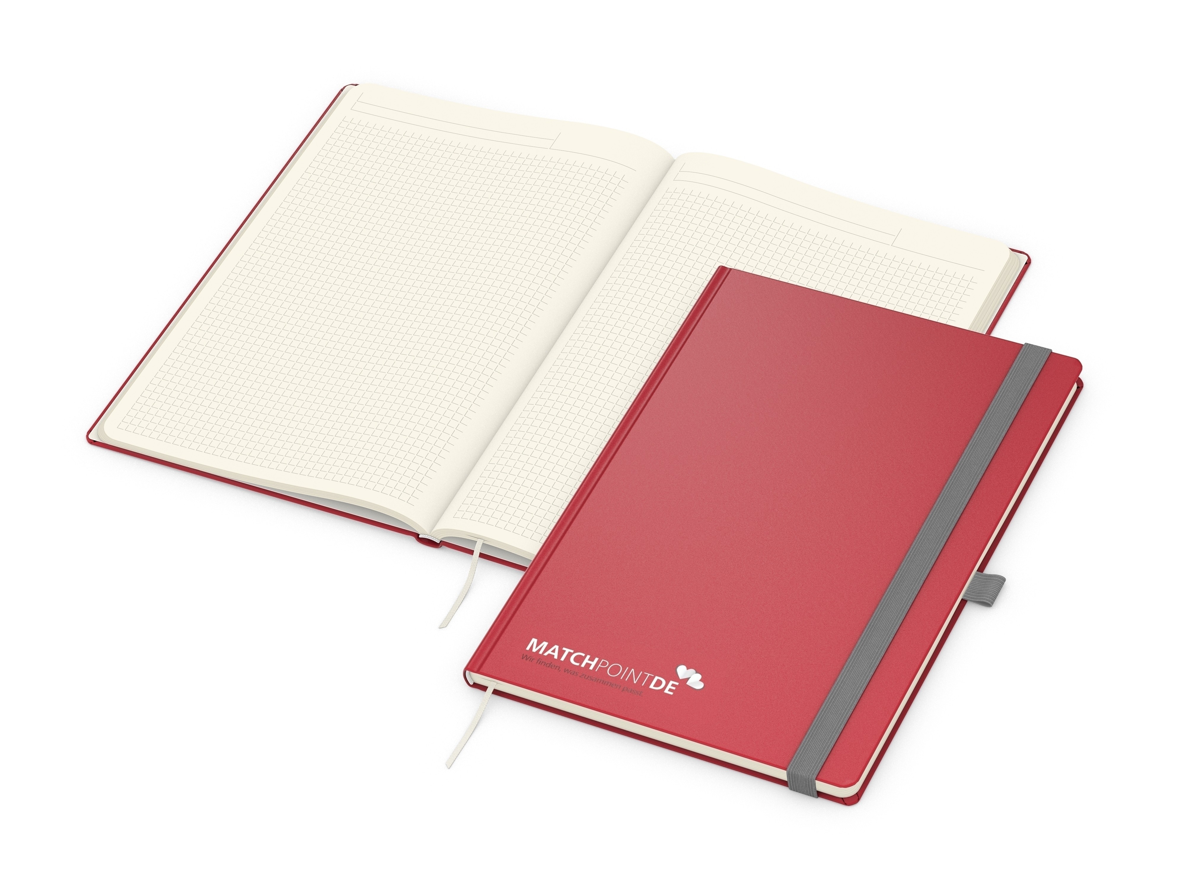 Business-Notizbücher - fest gebunden Vision-Book Creme A4 bestseller, rot Siebdruck-Digital