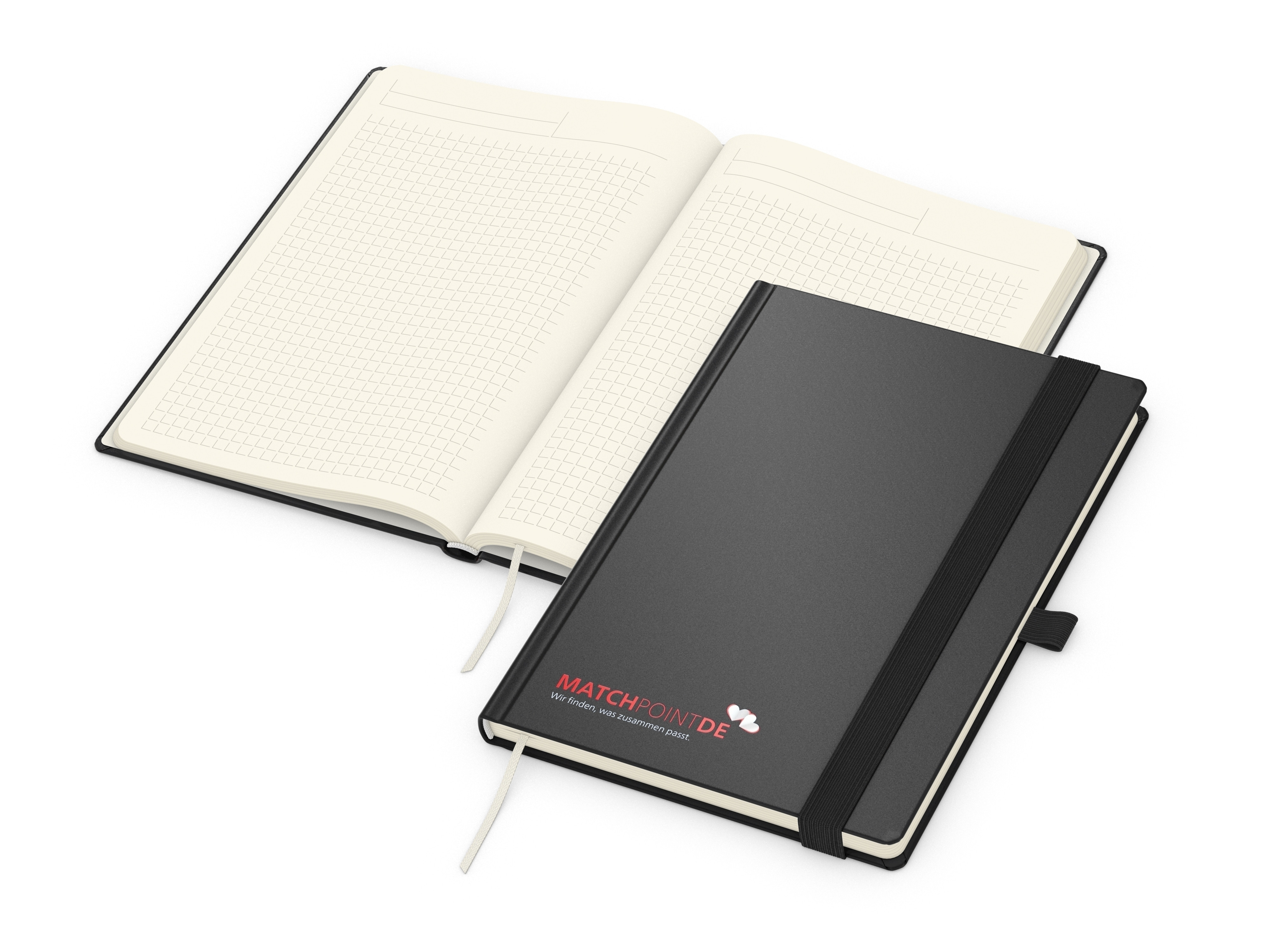 Business-Notizbücher - fest gebunden Vision-Book Creme A5 bestseller, schwarz Siebdruck-Digital