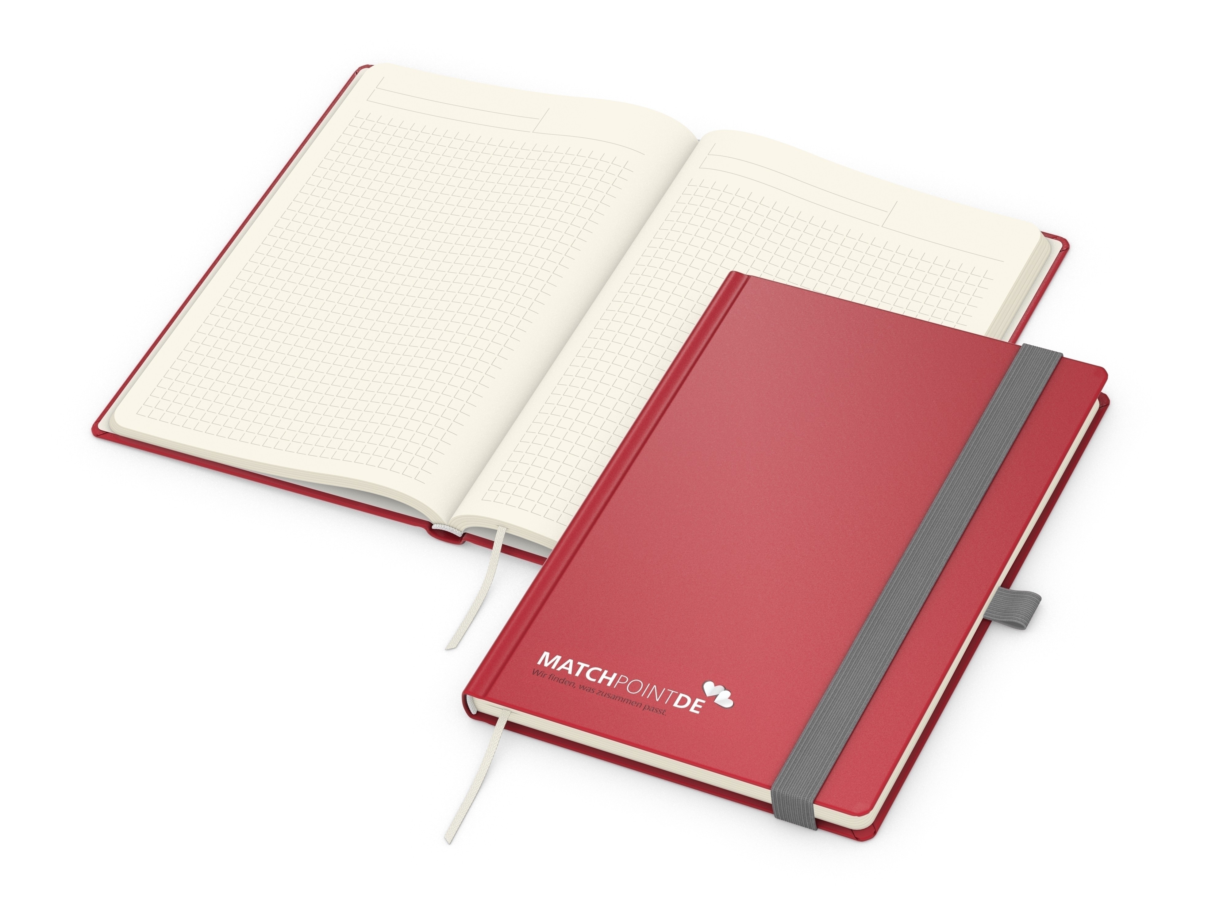 Business-Notizbücher - fest gebunden Vision-Book Creme A5 bestseller, rot Siebdruck-Digital