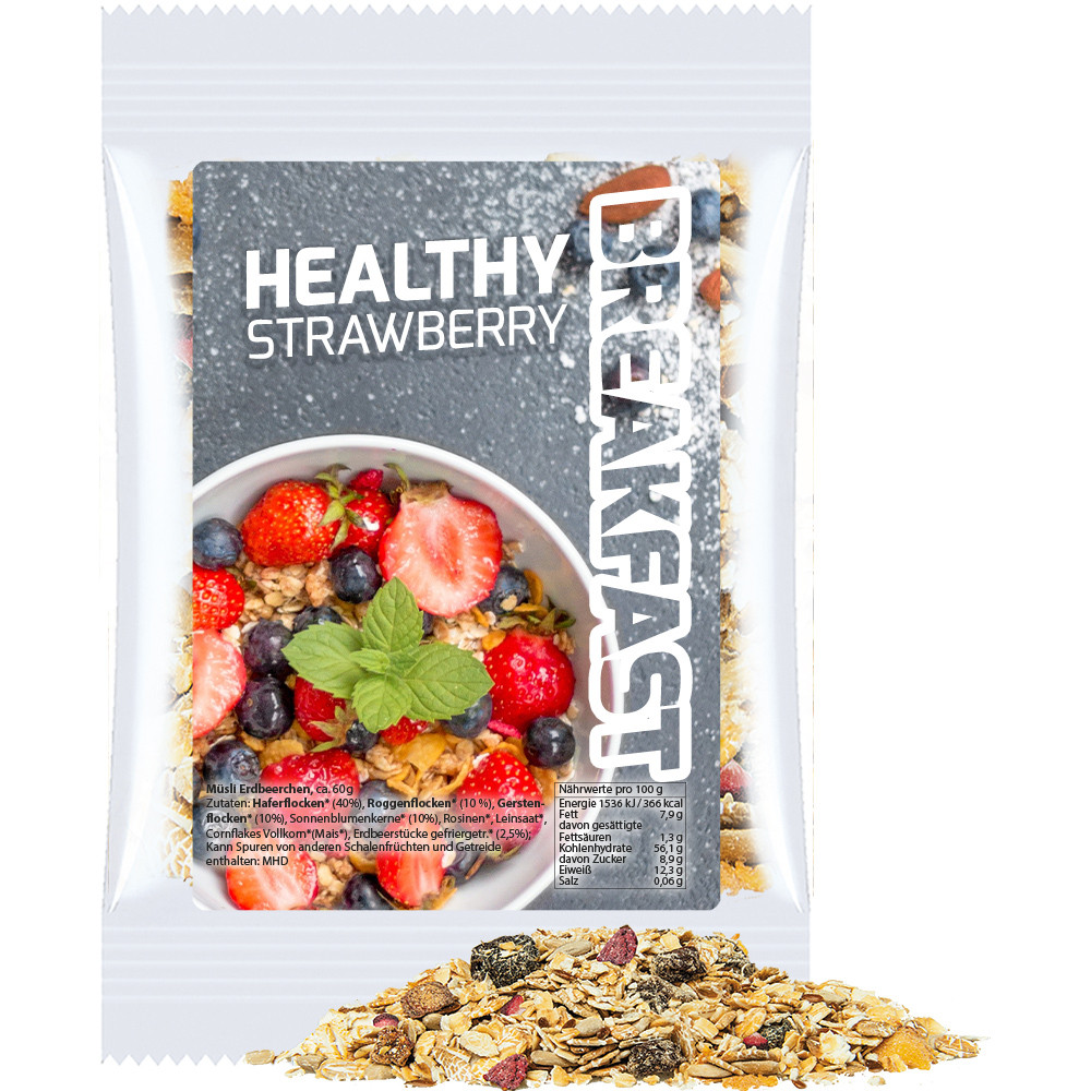 Bio Müsli Erdbeerchen, ca. 50g, Express Maxi-Tüte mit Etikett