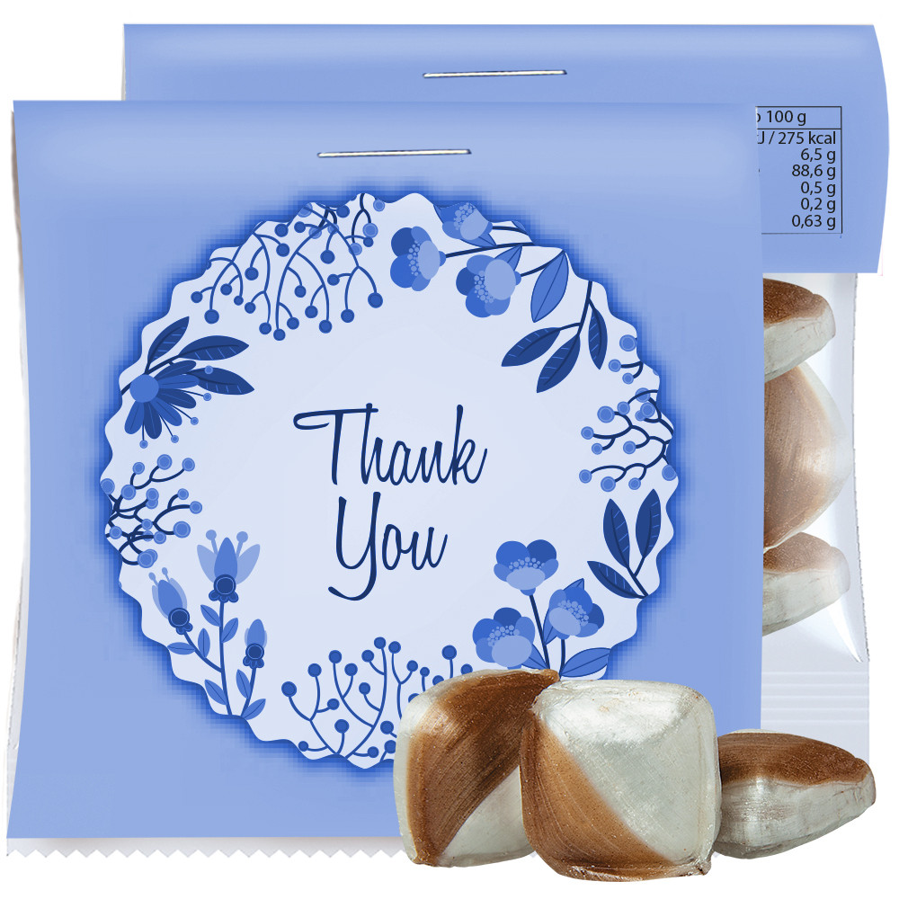 Minz-Ecken Bonbons, ca. 7g, Express Mini-Tüte mit Werbereiter