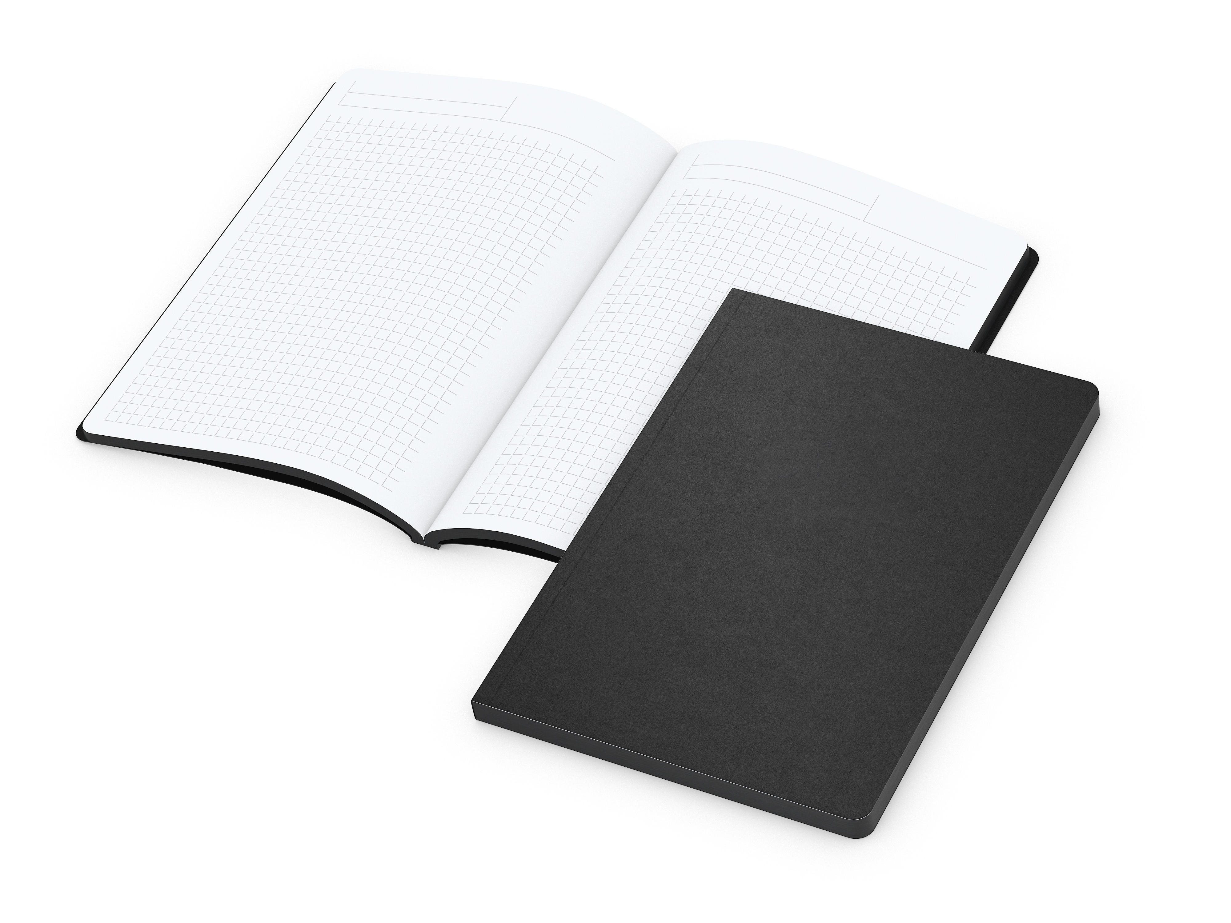 Business-Notizbücher - fest gebunden Tablet-Book Large A5, Farbschnitt und Prägung