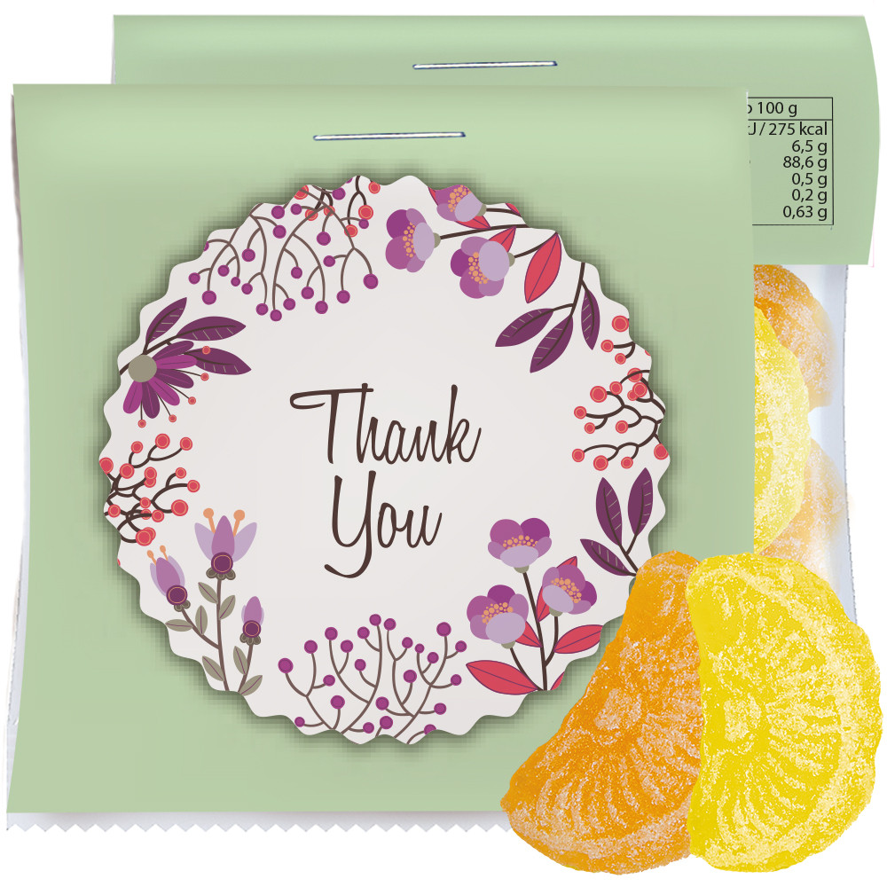 Zitrone und Orangen Bonbons, ca. 7g, Express Mini-Tüte mit Werbereiter