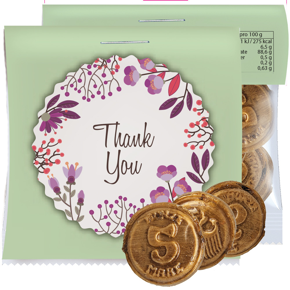 Knuspertaler Bonbons, ca. 7g, Express Mini-Tüte mit Werbereiter