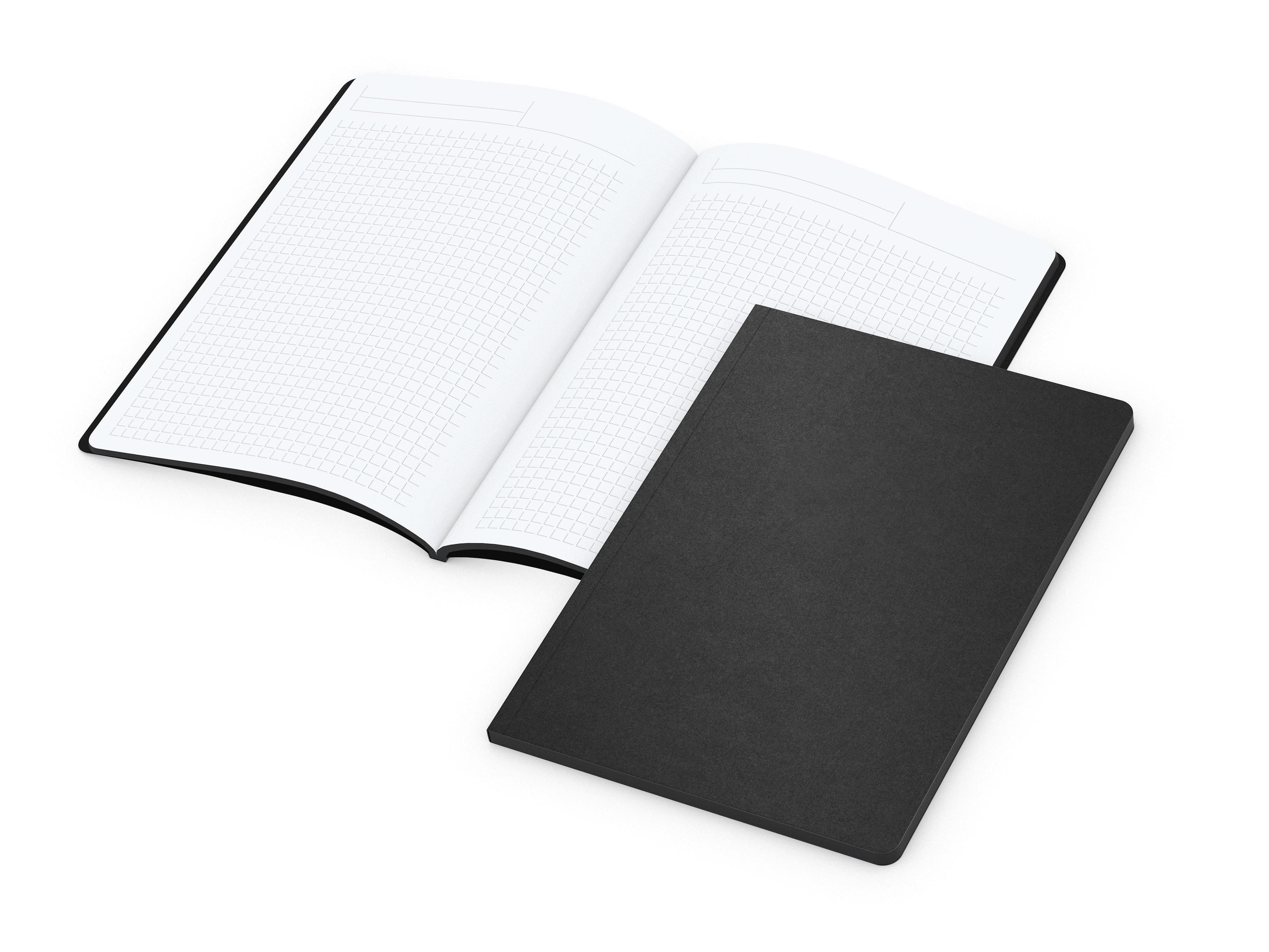 Business-Notizbücher - fest gebunden Tablet-Book Slim A5, Farbschnitt und Prägung