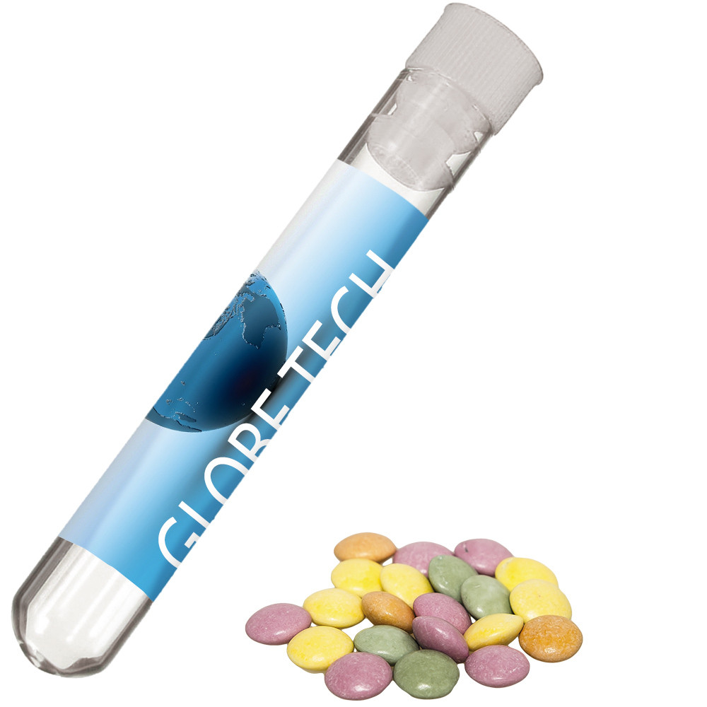 Bio Bunte Schokolinsen, ca. 10g, Reagenzglas