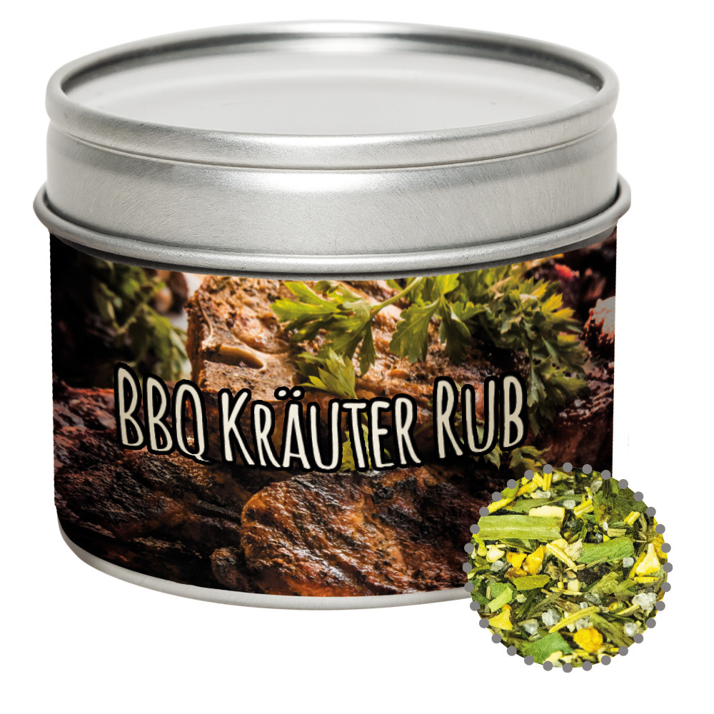 Gewürzmischung BBQ Kräuter Rub, ca. 40g, Metalldose mit Sichtfenster