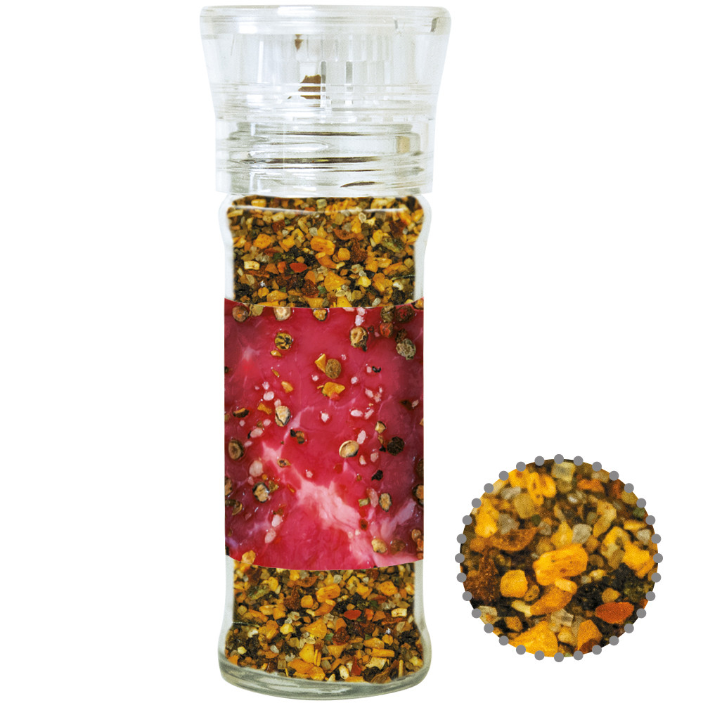 Gewürzmischung Steak Pfeffer, ca. 55g, transparente Gewürzmühle
