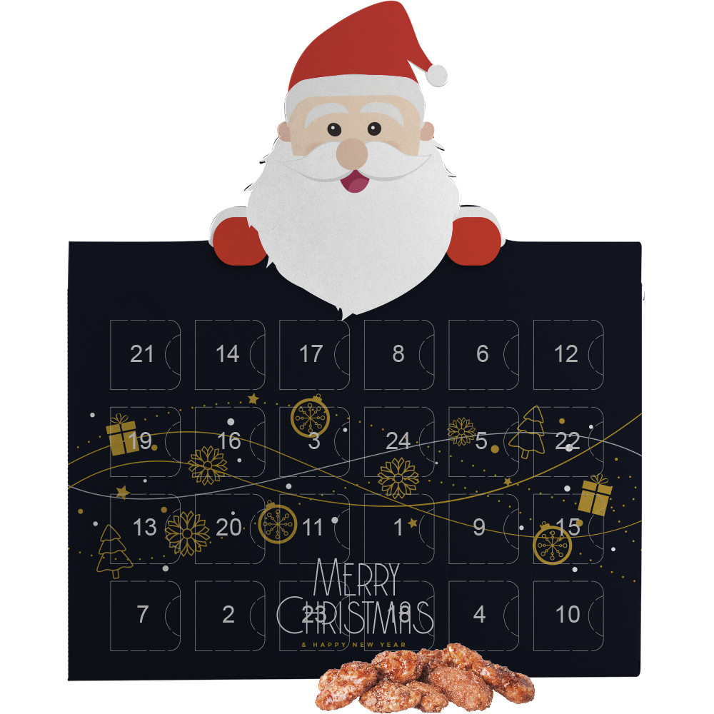 Feuergebrannte Mandeln, ca. 60g, Adventskalender Mini Weihnachtsmann