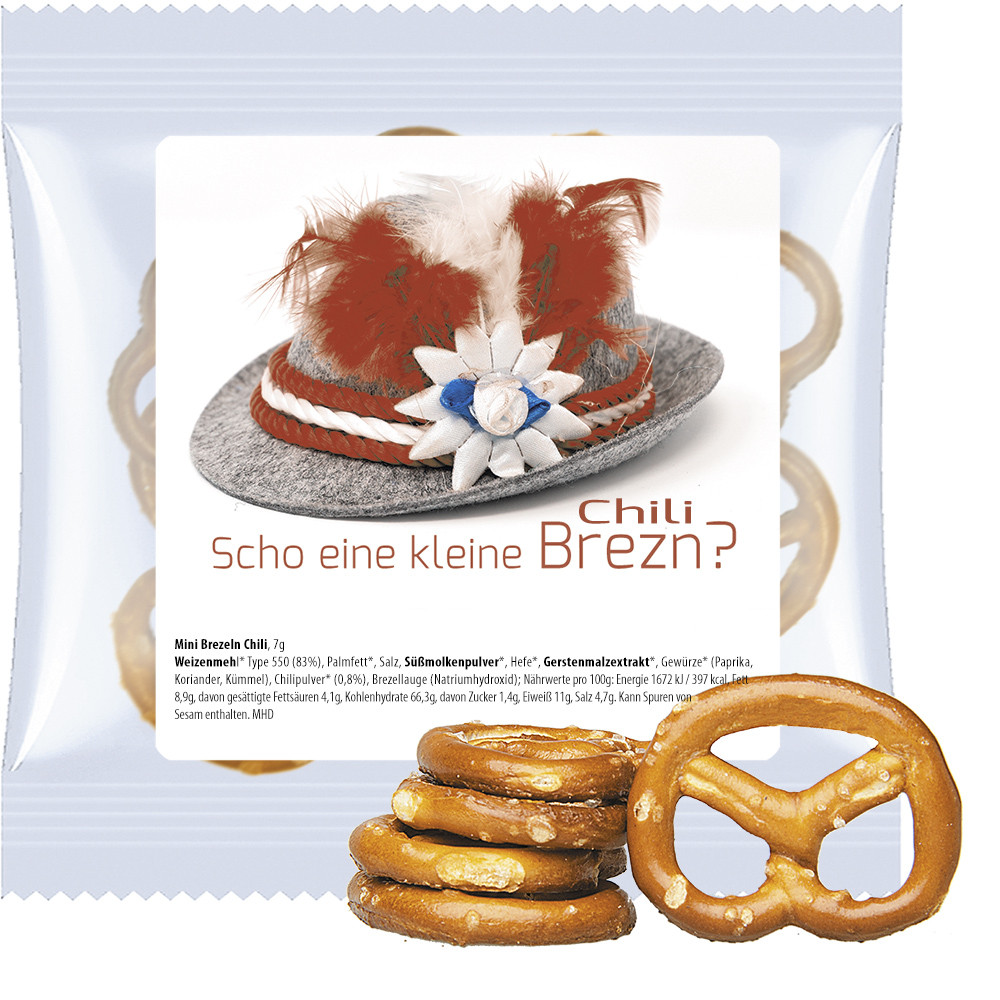 Bio Mini Brezeln Chili, ca. 7g, Express Maxi-Tüte mit Etikett