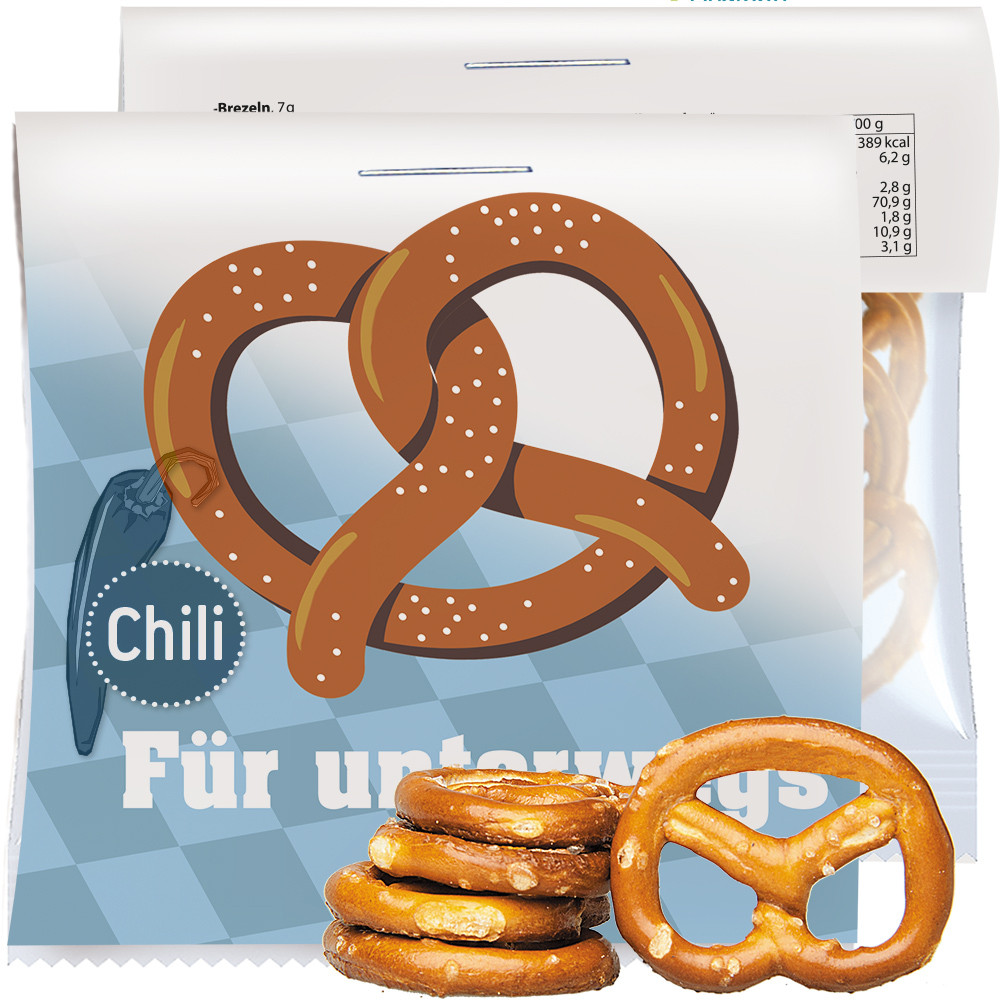Bio Mini Brezeln Chili, ca. 7g, Express Maxi-Tüte mit Werbereiter