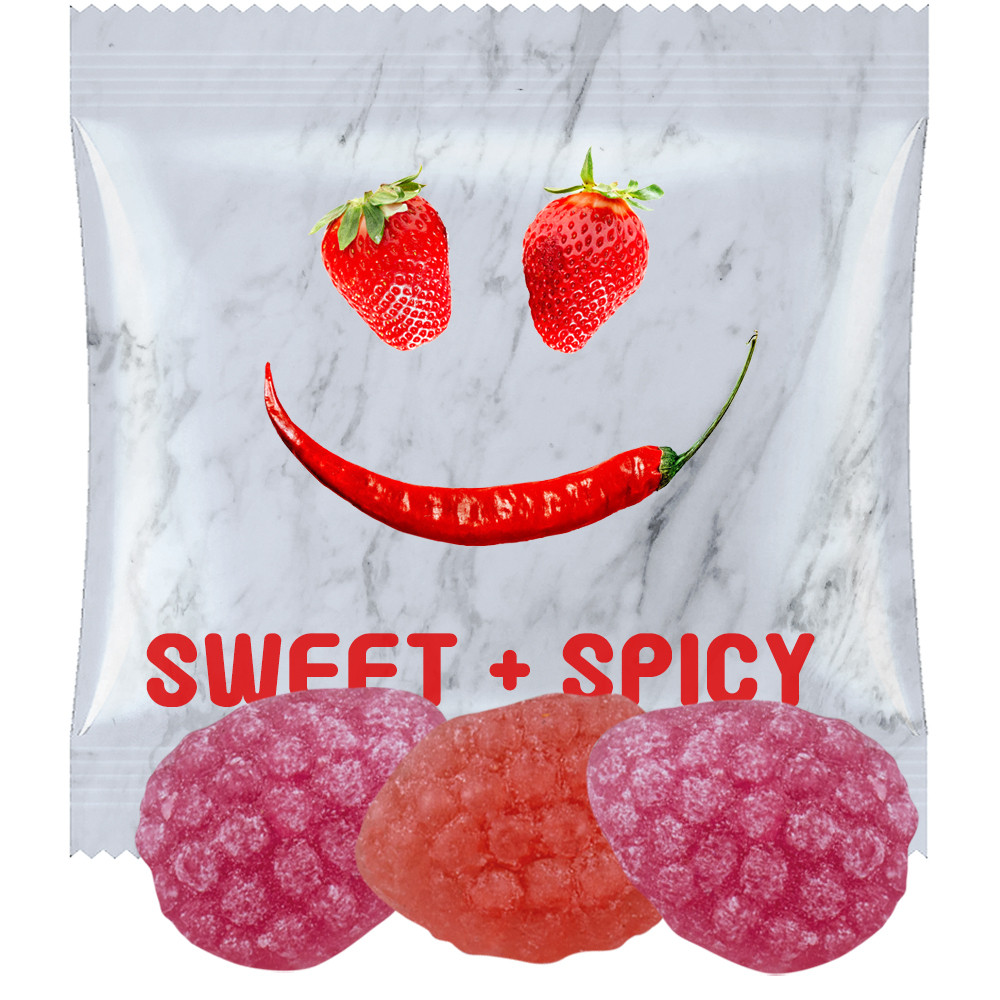 Erdbeer Chili Bonbons, ca. 7g, Mini-Tüte