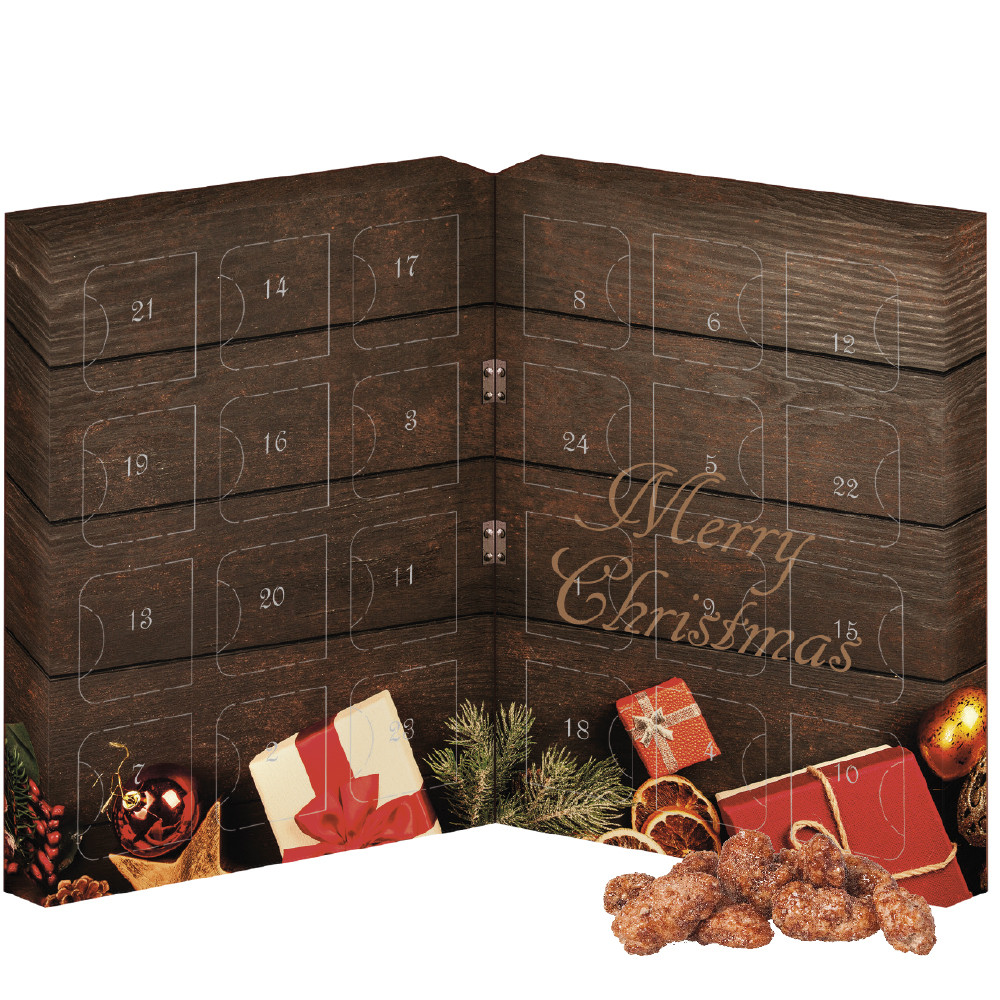 Feuergebrannte Mandeln, ca. 60g, Adventskalender Mini Klappbar