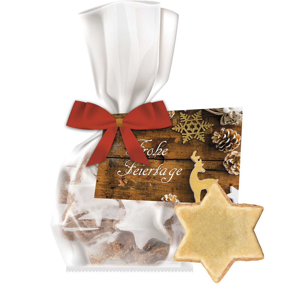 Bio Zimtsterne, ca. 21g, Express Flachbeutel mit Werbekarte