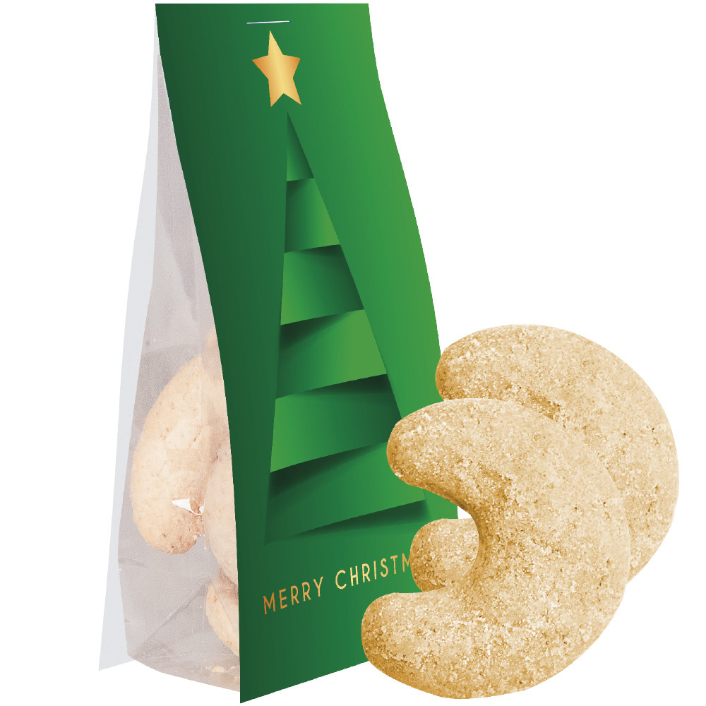 Vanillekipferl, ca. 35g, Express Blockbodenbeutel mit Werbereiter