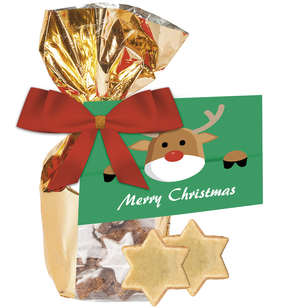 Bio Zimtsterne, ca. 100g, Goldfolienbeutel mit Werbekarte