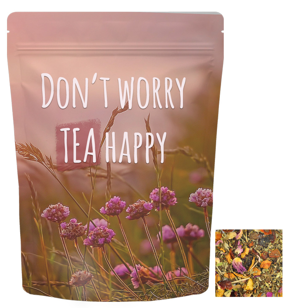 Kräutertee Glücksgefühle, ca. 55g, cmyk Standbeutel Midi