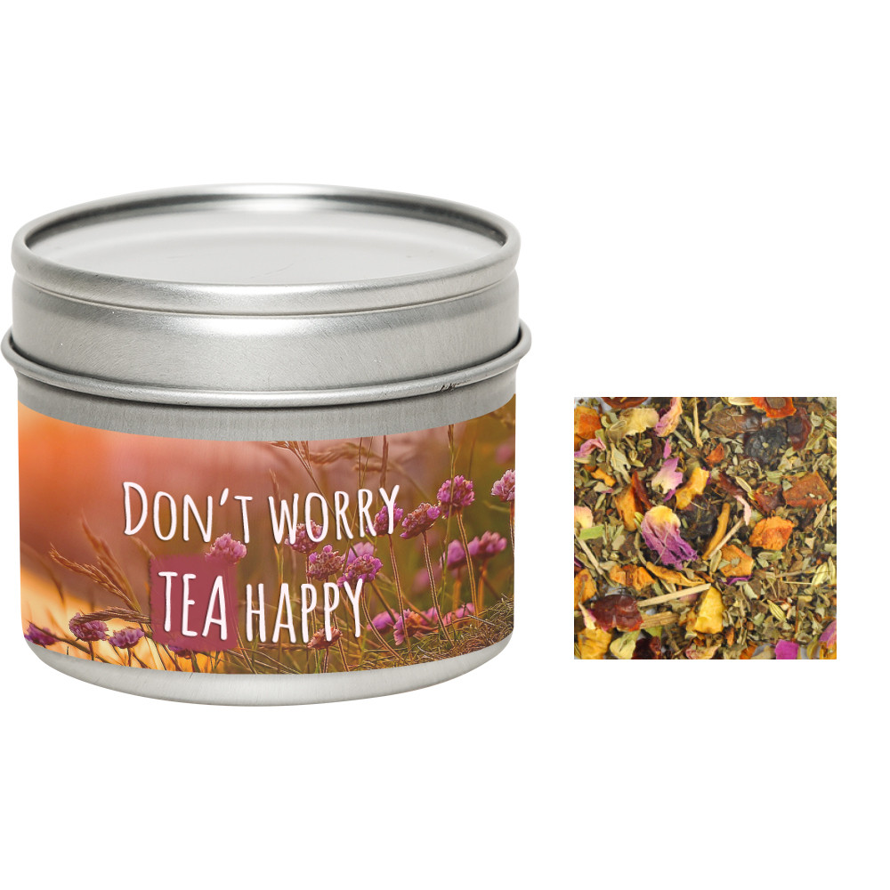 Kräutertee Glücksgefühle, ca. 15g, Metalldose mit Sichtfenster
