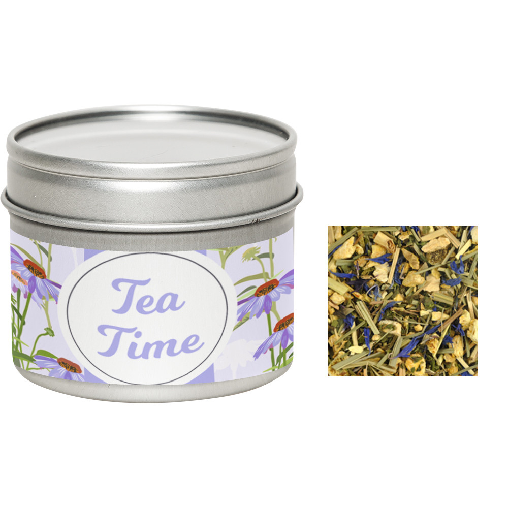 Bio Kräutertee Lemon Ingwer, ca. 20g, Metalldose mit Sichtfenster