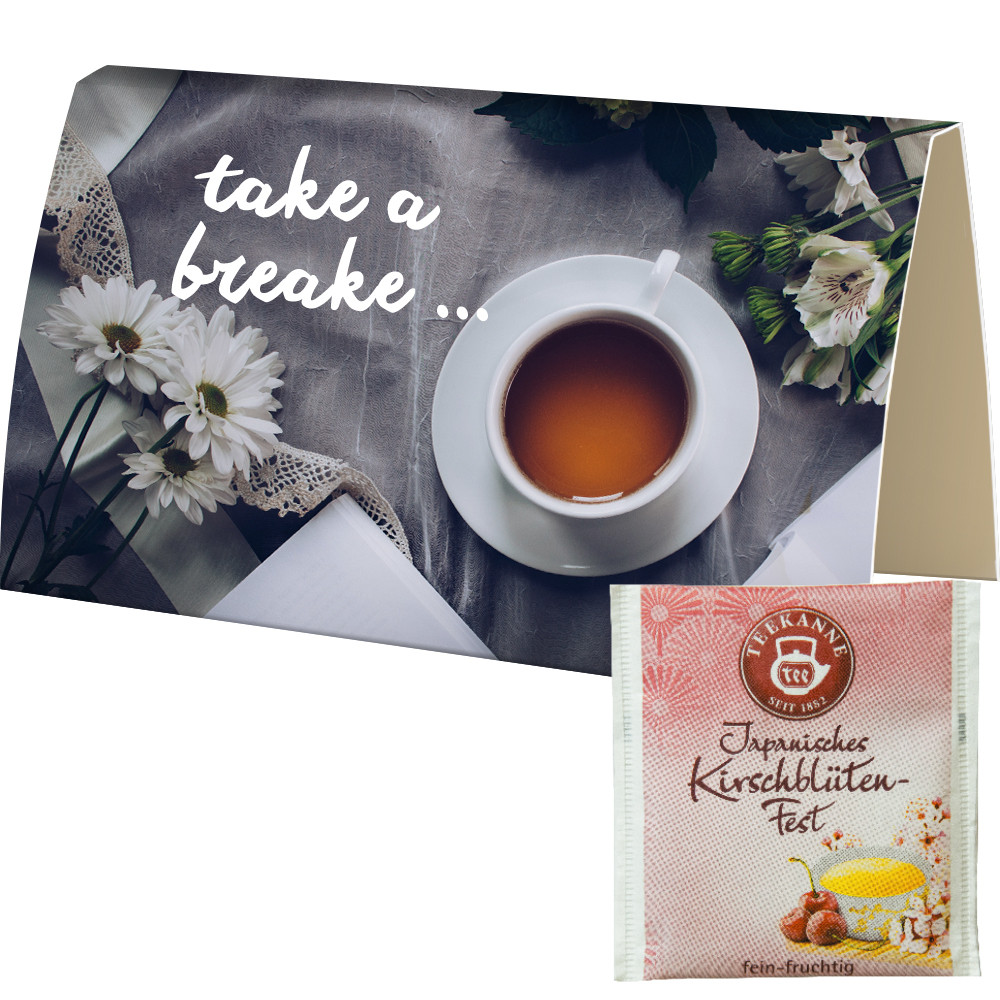 Beuteltee Japanisches Kirschblüten-Fest, ca. 1,5g, Werbekarte gefaltet