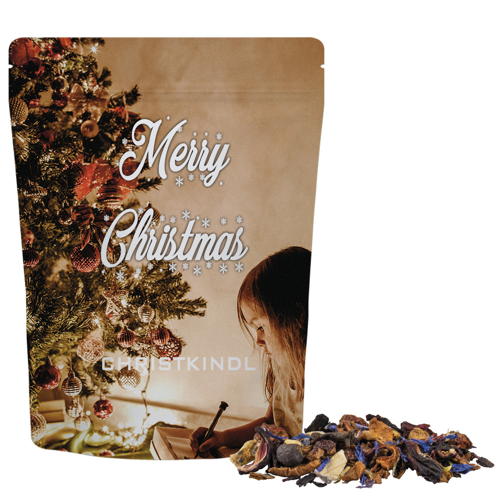 Christkindl Tee, ca. 50g, cmyk Standbeutel Midi