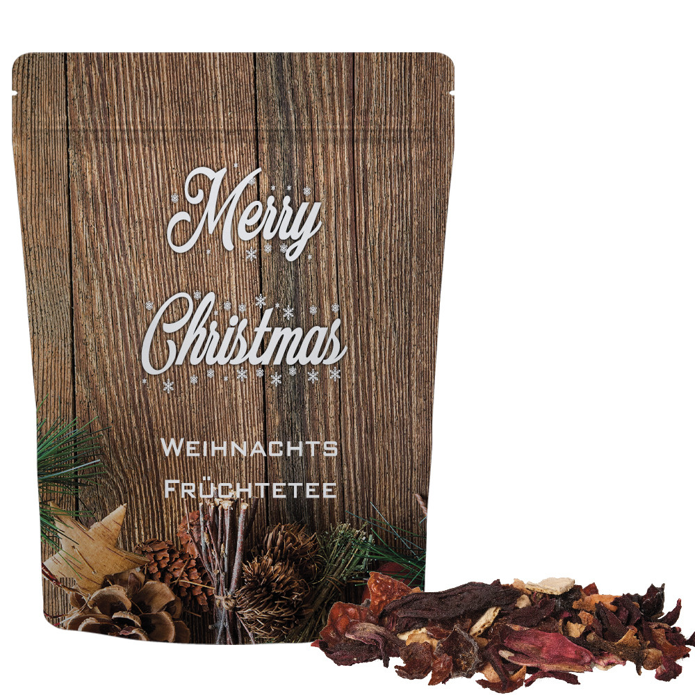Weihnachts Früchtetee, ca. 55g, cmyk Standbeutel Midi
