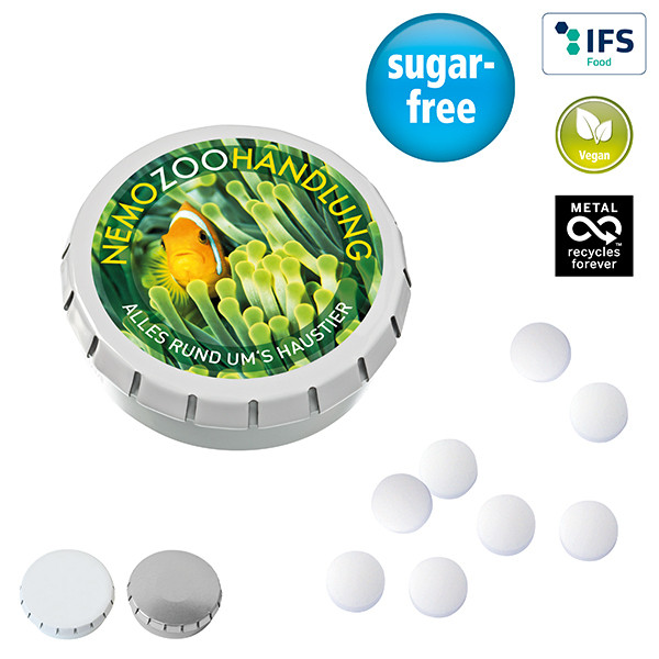 SUPER-MINI-Drück-mich-Dose mit Pfefferminzpastillen, 20g