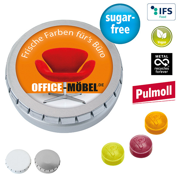 MINI-Drück-mich-Dose mit Pulmoll Pastillen, 50g