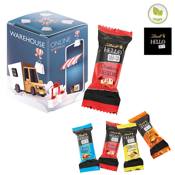 Mini Promo-Tower mit Hello Mini Stick Mix von Lindt