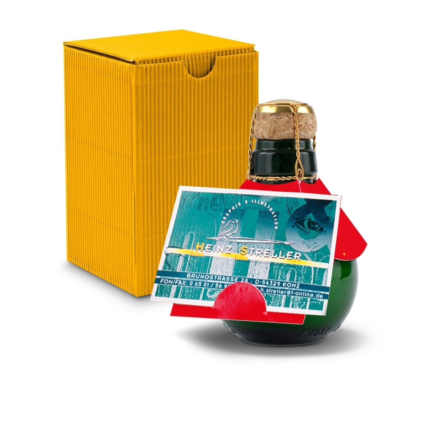 Kleinste Sektflasche der Welt! Visitenkarteneinschub - Inklusive Geschenkkarton, 125 ml
