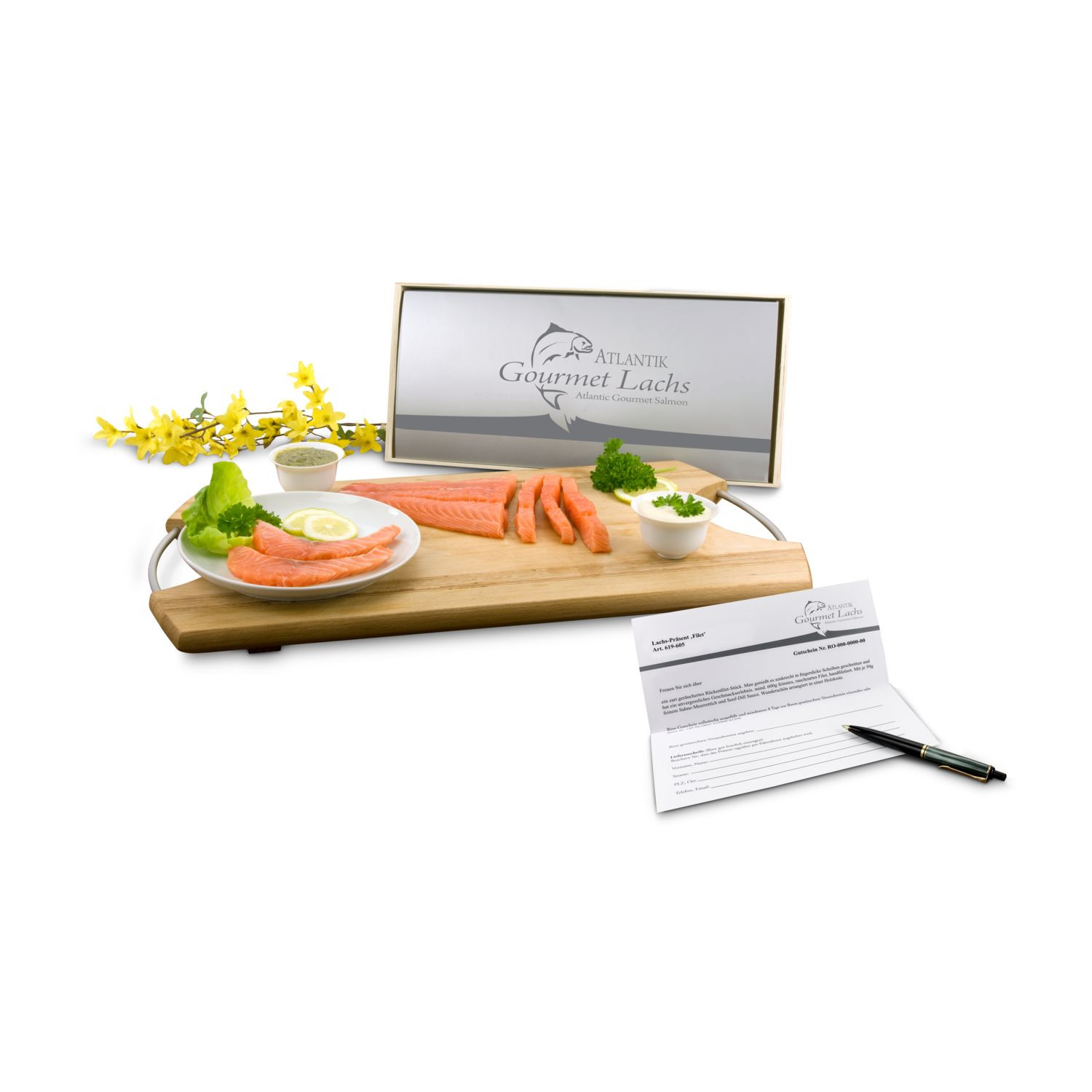 Geschenkartikel / Präsentartikel: Lachs-Gutschein: Filet