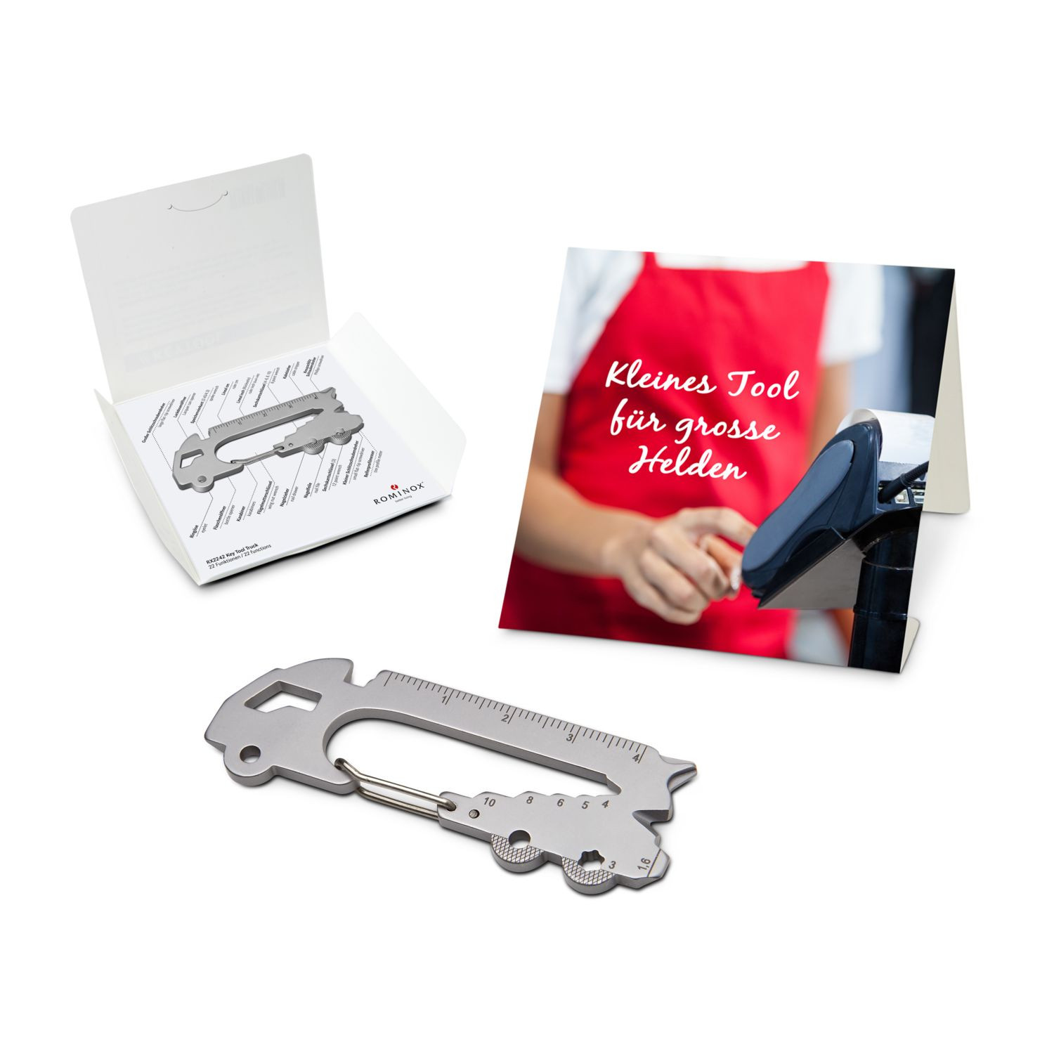 Geschenkartikel: ROMINOX® Key Tool / Multifunktionswerkzeug im Motiv-Mäppchen Große Helden (Einzelhandel)