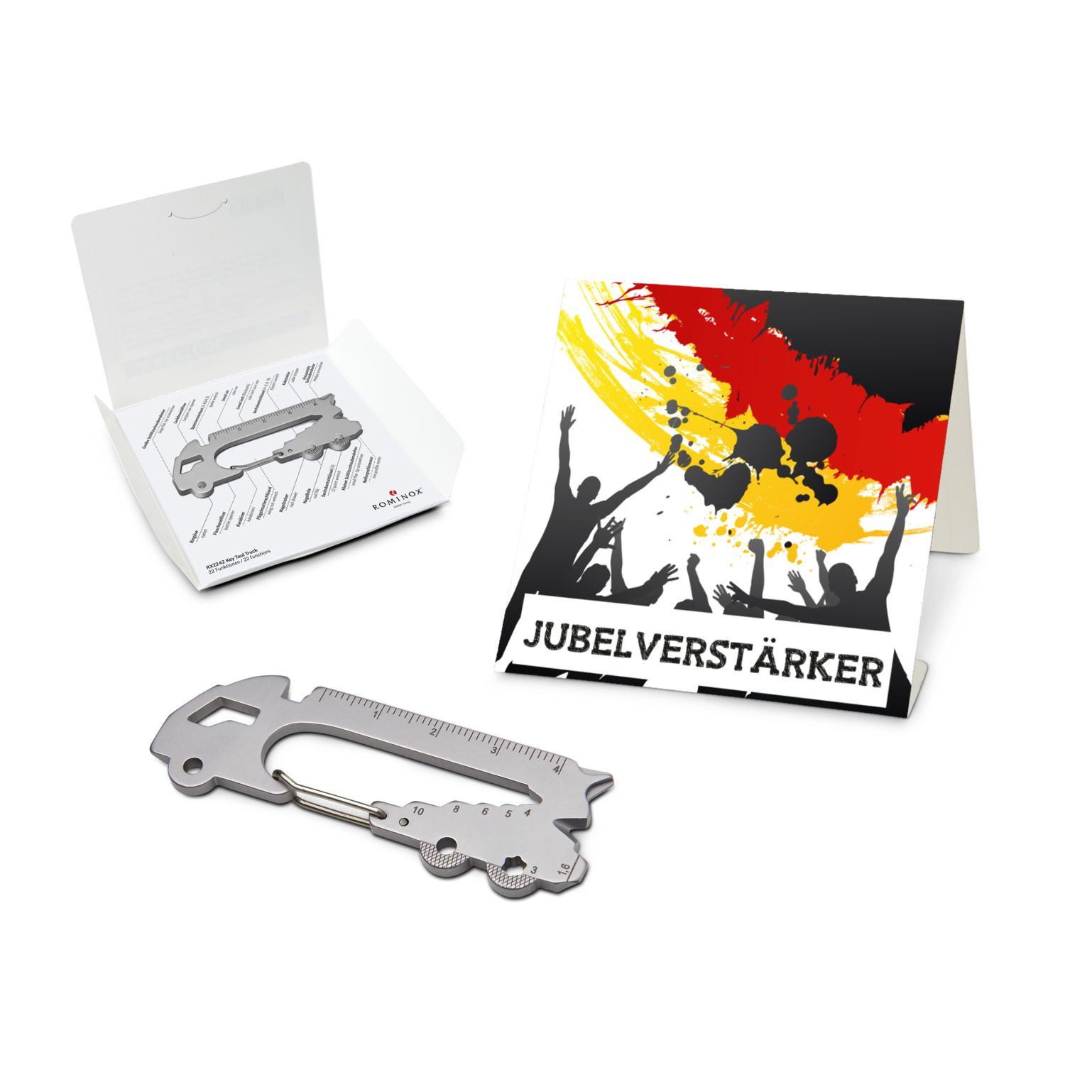 Geschenkartikel: ROMINOX® Key Tool / Multifunktionswerkzeug im Motiv-Mäppchen Deutschland Fan Jubelverstärker