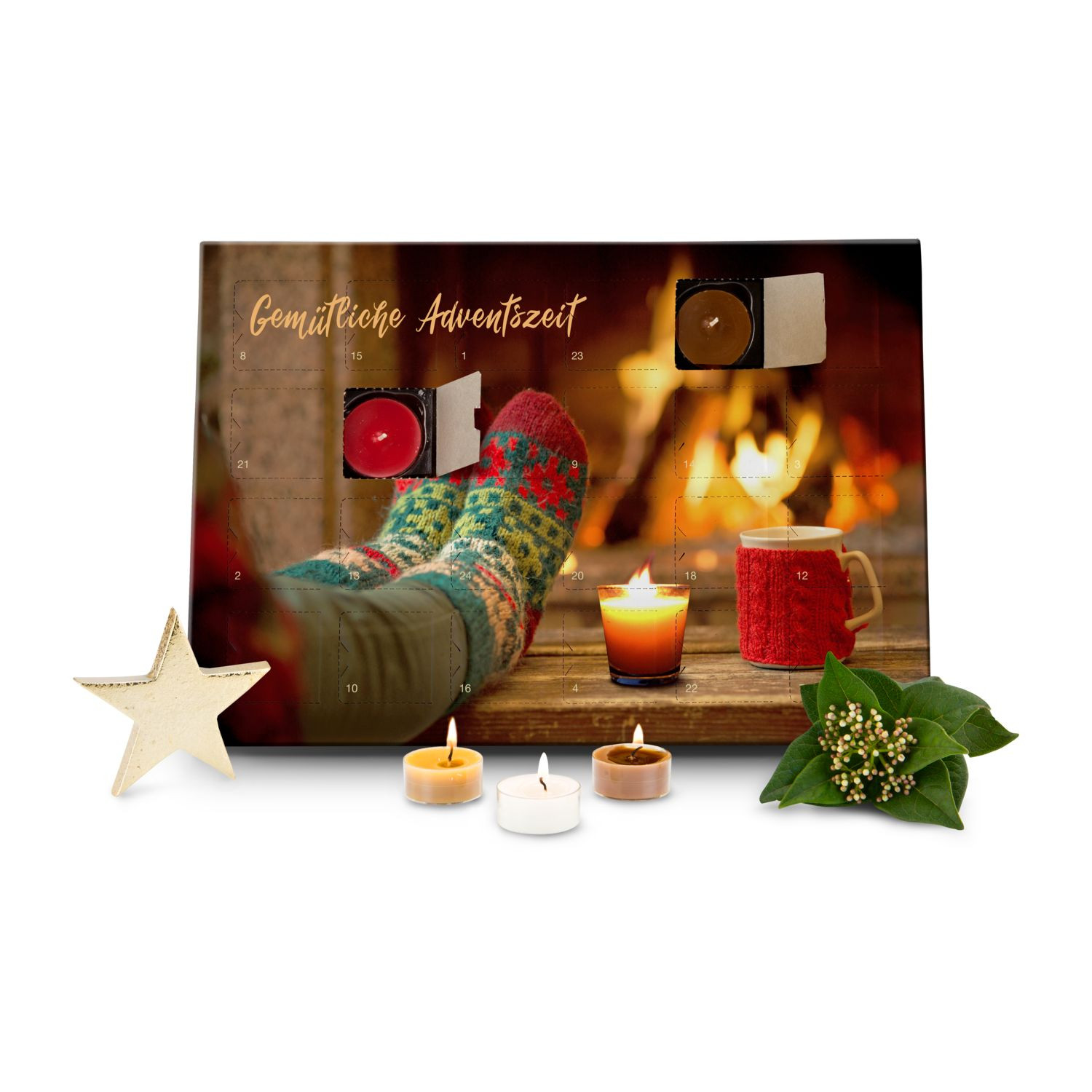 Duftkerzen Adventskalender Kaminfeuer