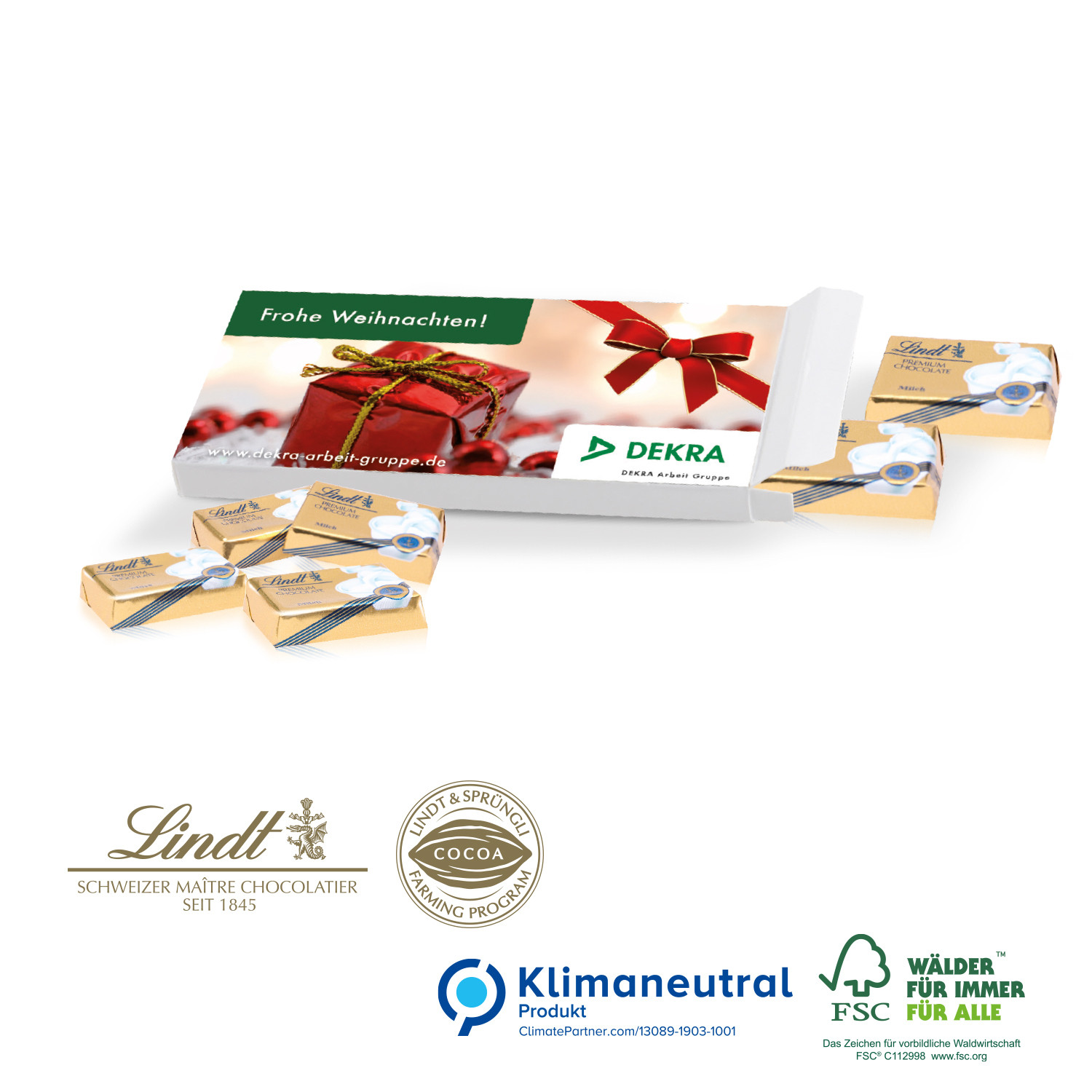 Lindt Schokotäfelchen in Präsentbox, Klimaneutral, FSC®