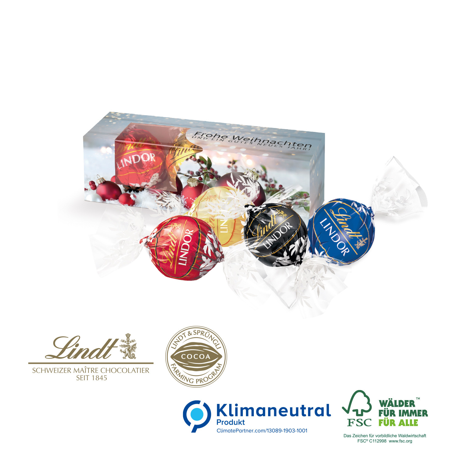 Lindt Lindor Präsent, 3er, Klimaneutral, FSC®